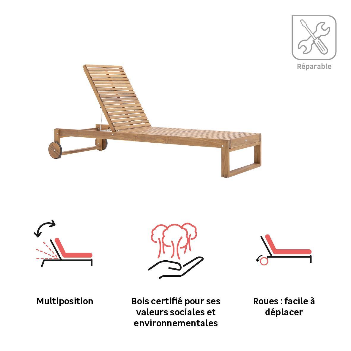 Bain de soleil en acacia Solaris II NATERIAL - 4