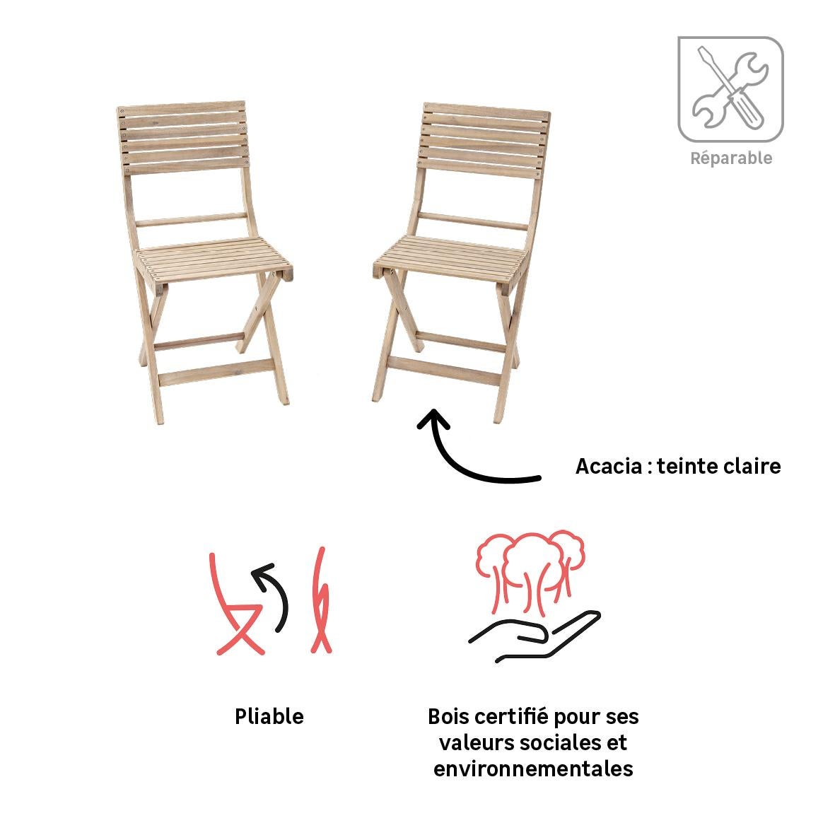 Lot de 2 chaises en acacia Solis II NATERIAL - 4