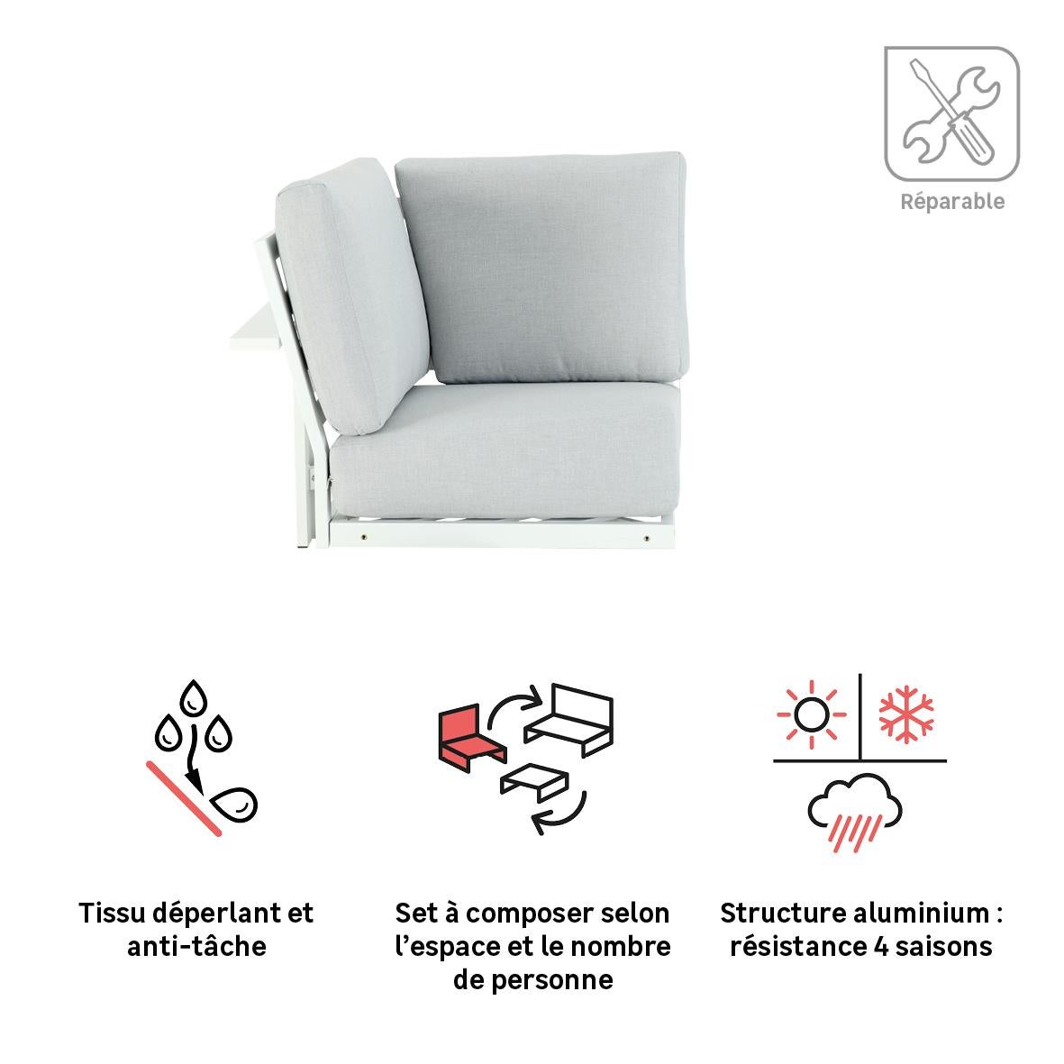 Elément d'angle en aluminium blanc Athena NATERIAL - 11