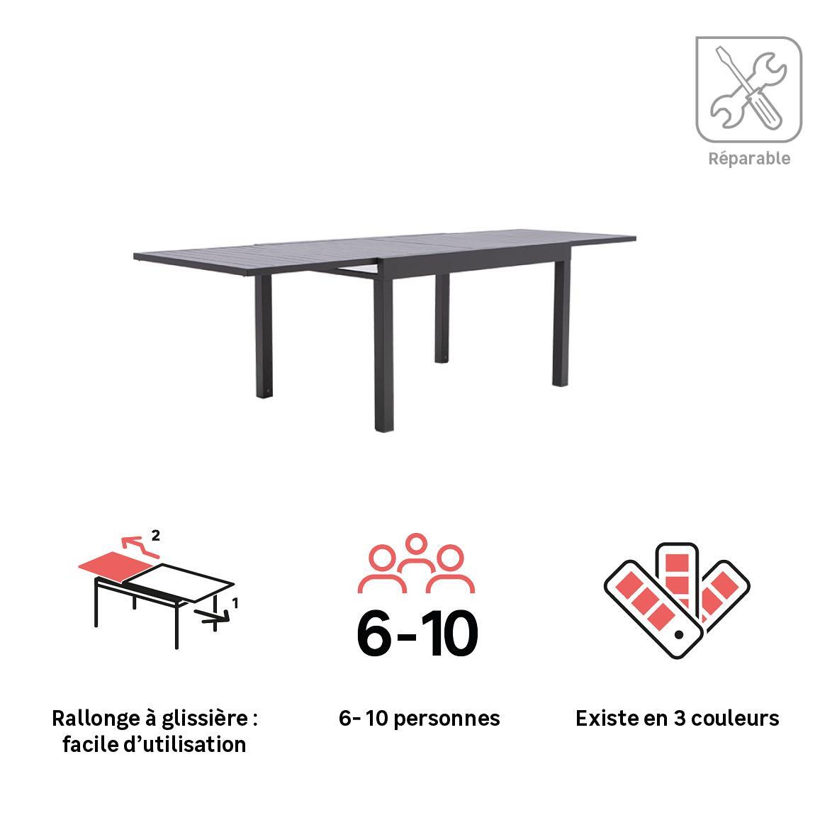 Table de jardin en aluminium anthracite 8 personnes Lyra II NATERIAL - 4