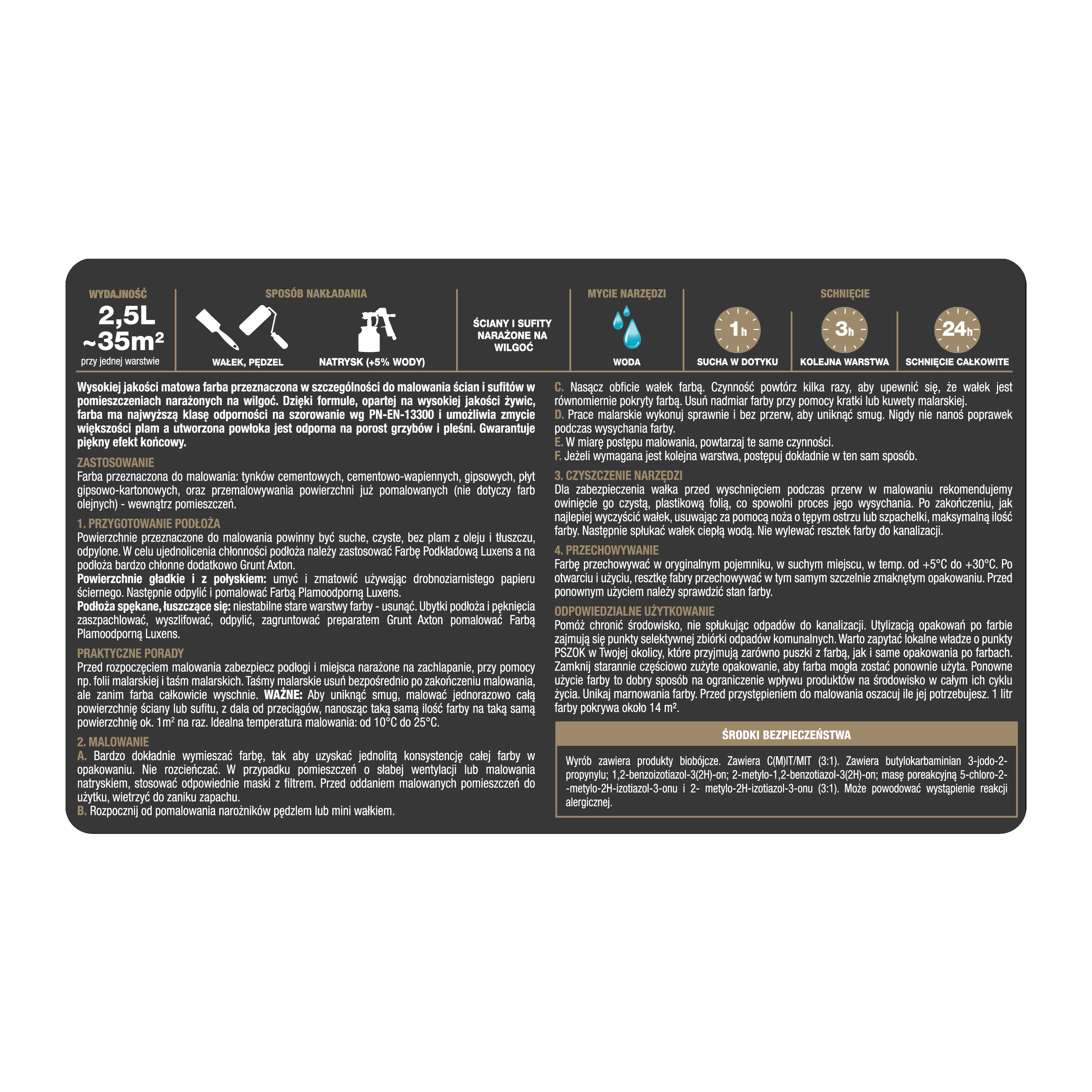 Farba Luxens Plamoodporna do kuchni i łazienki White 2.5 l - 6