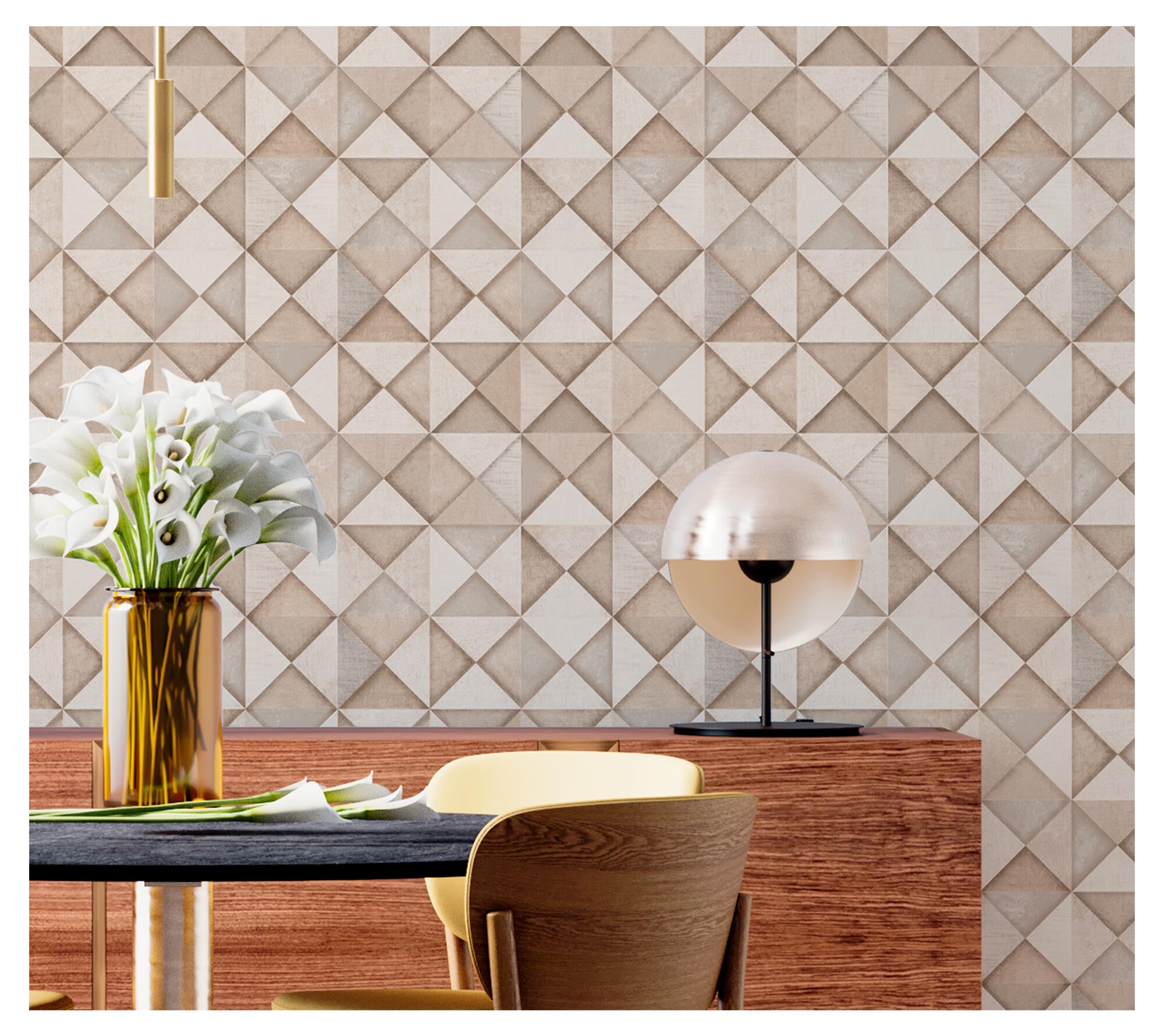 Papel pintado tapiz aplicación cola en papel geométrico geometrico 6626 gris vinelus 52cmx10m