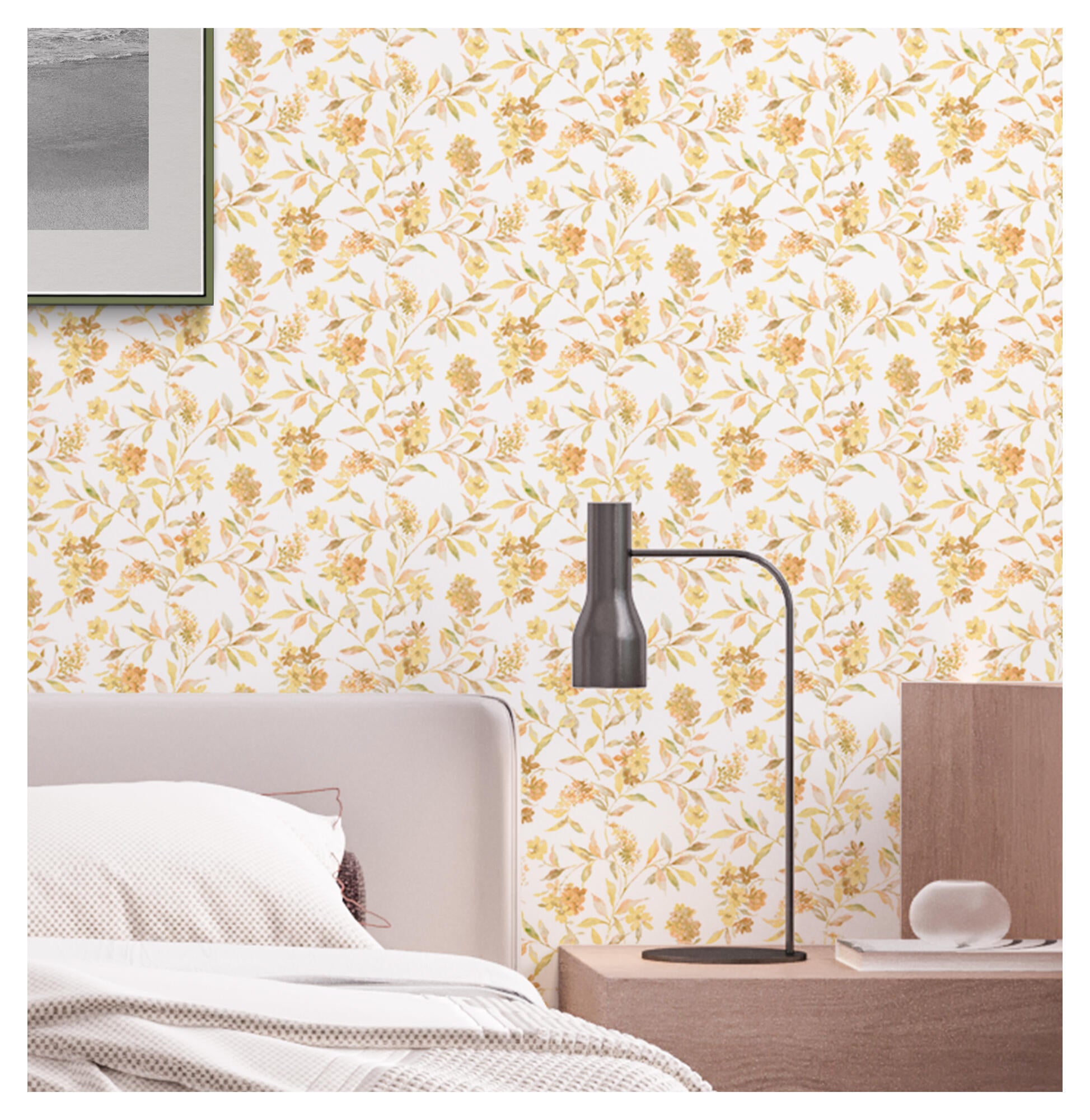 Papel pintado tapiz aplicación cola en papel flores 6616 beige vinelus 52cmx10m