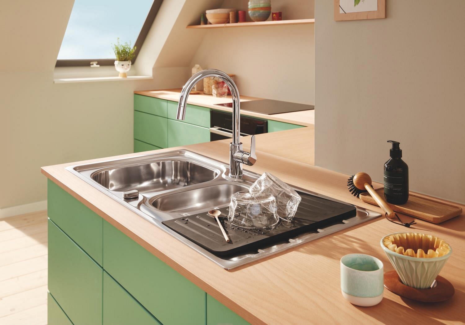 Mitigeur de cuisine avec douchette chrome, GROHE, Start Clova haut - QuickFix - 3