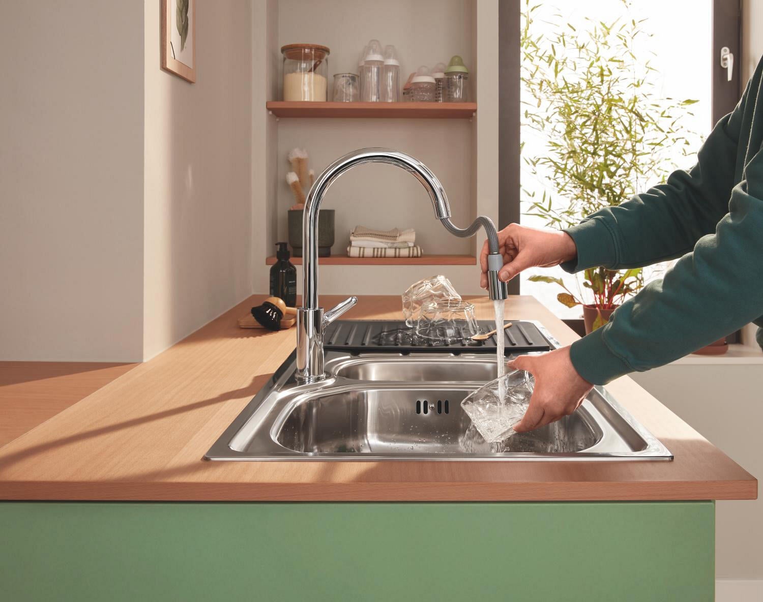 Mitigeur de cuisine avec douchette chrome, GROHE, Start Clova haut - QuickFix - 2