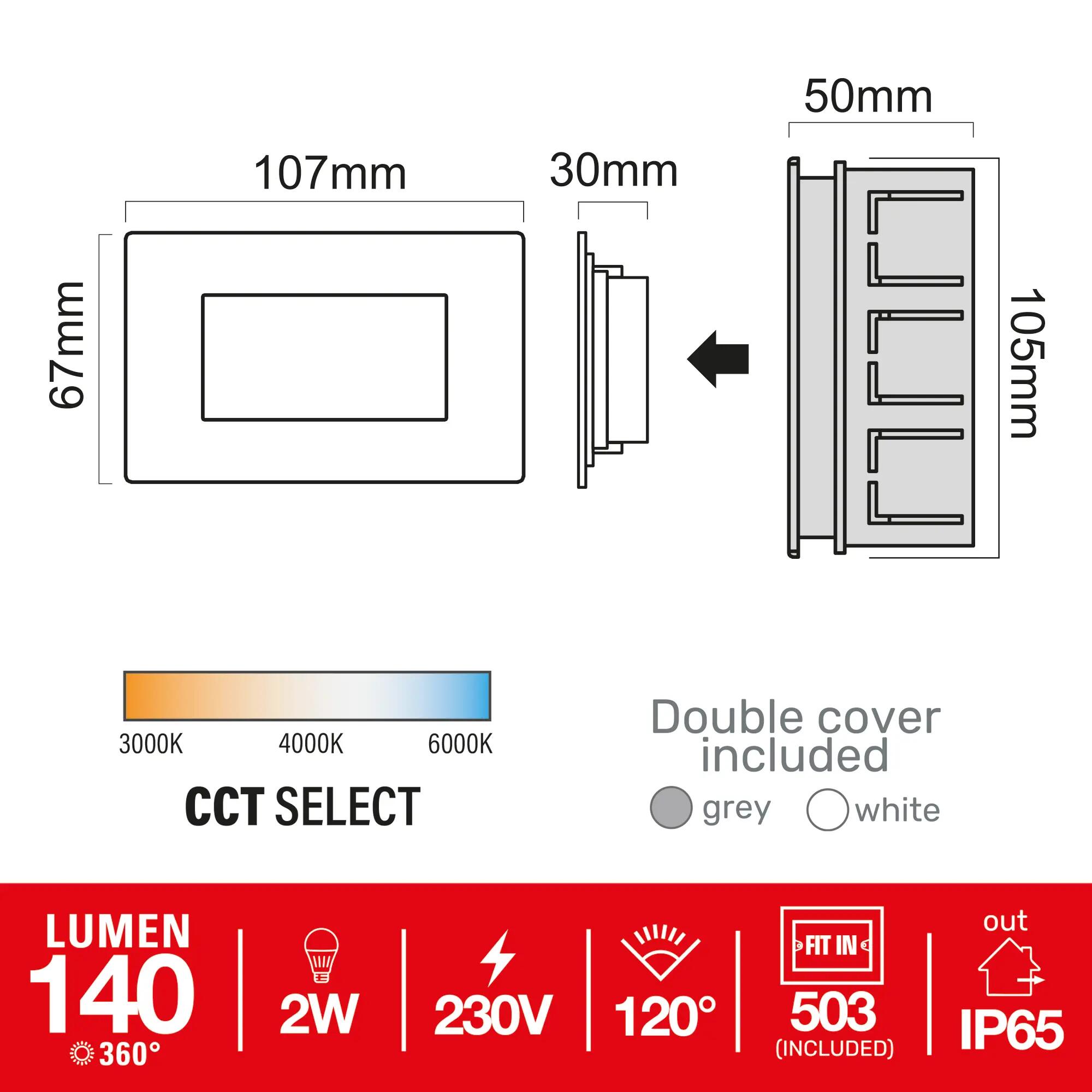Faretto da incasso con fonte luminosa fisso Modulo LED URANO 1021 CCT bianco 10.5X10.7 cm Luce cct da bianco caldo a bianco freddo - 3