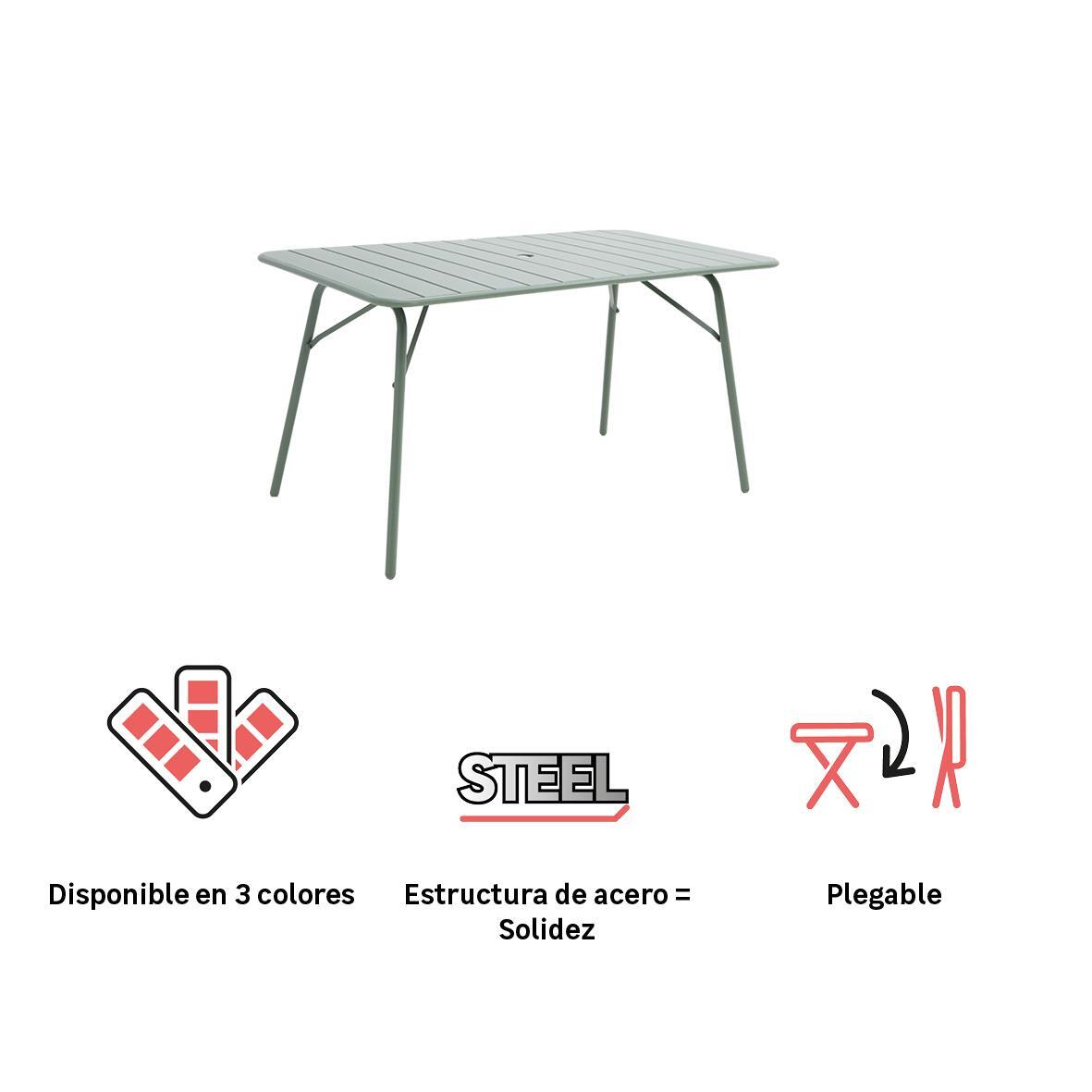Mesa de jardín NATERIAL Café II de acero verde de 140 x 74 x 80 cm - 3