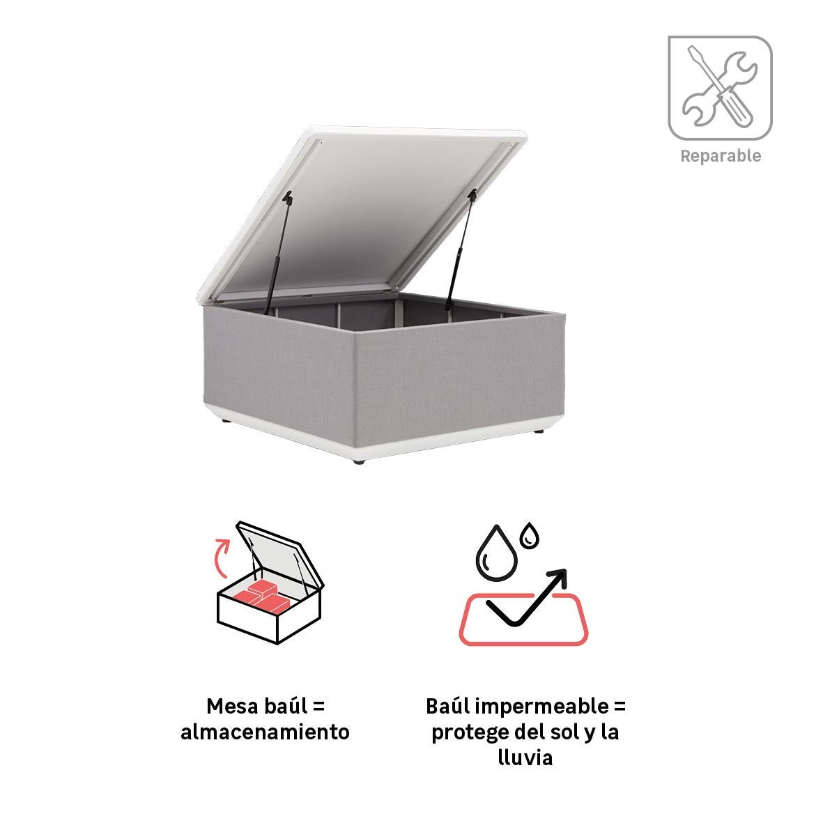 Mesa auxiliar de jardín NATERIAL Neptune de aluminio gris - 5