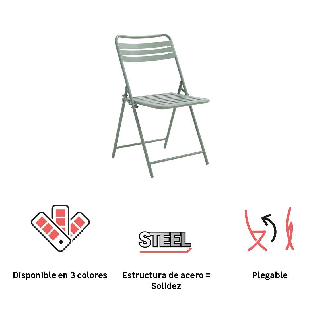 Set de 2 sillas de jardín NATERIAL Café II de acero verde - 3