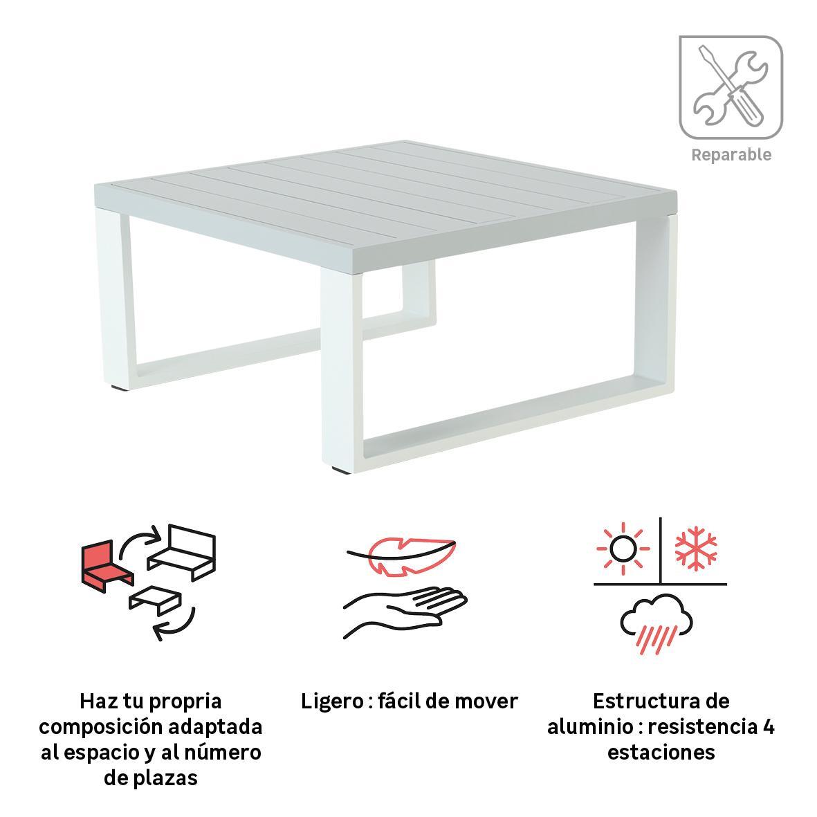 Conjunto esquinero de jardín NATERIAL Athena de aluminio blanco para 7 personas - 6