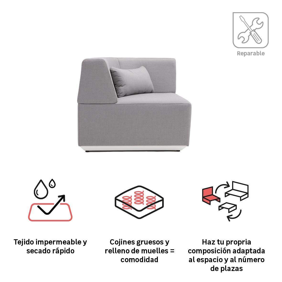 Sillón de jardín esquinero NATERIAL Neptune de aluminio gris - 4