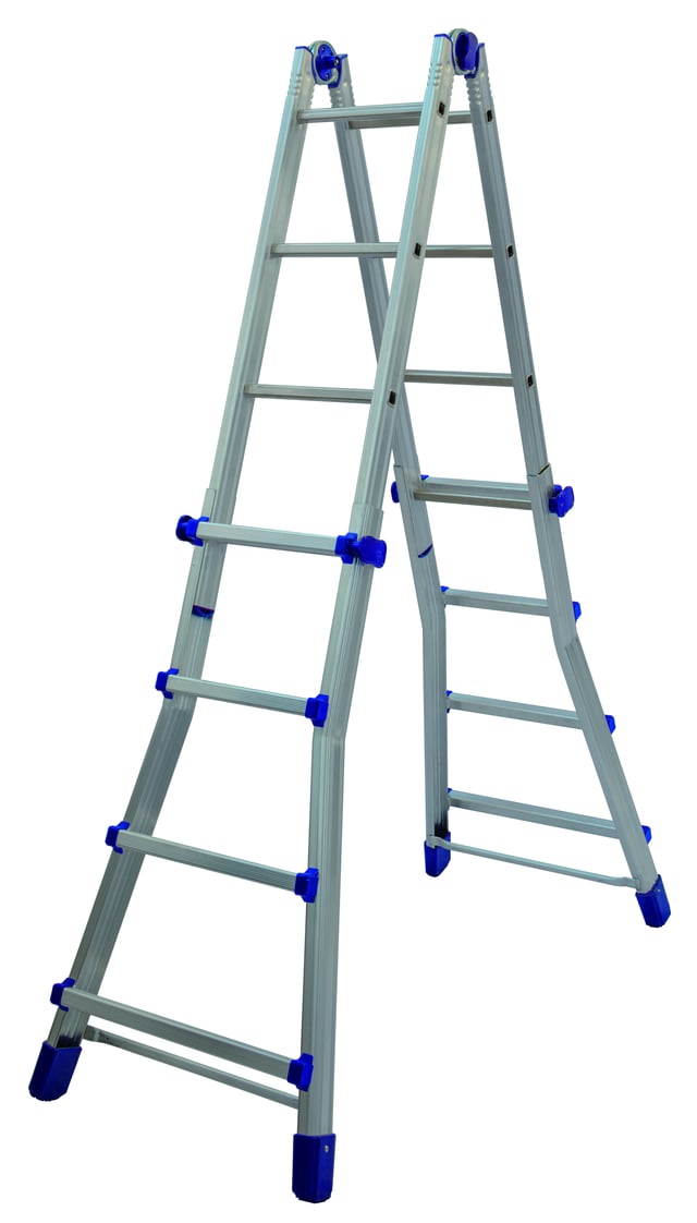 Scala telescopica FACAL Amel in alluminio 4 + 4 gradini portata massima 150 kg D.lgs 81/08 per lavori fino a 4.9 m