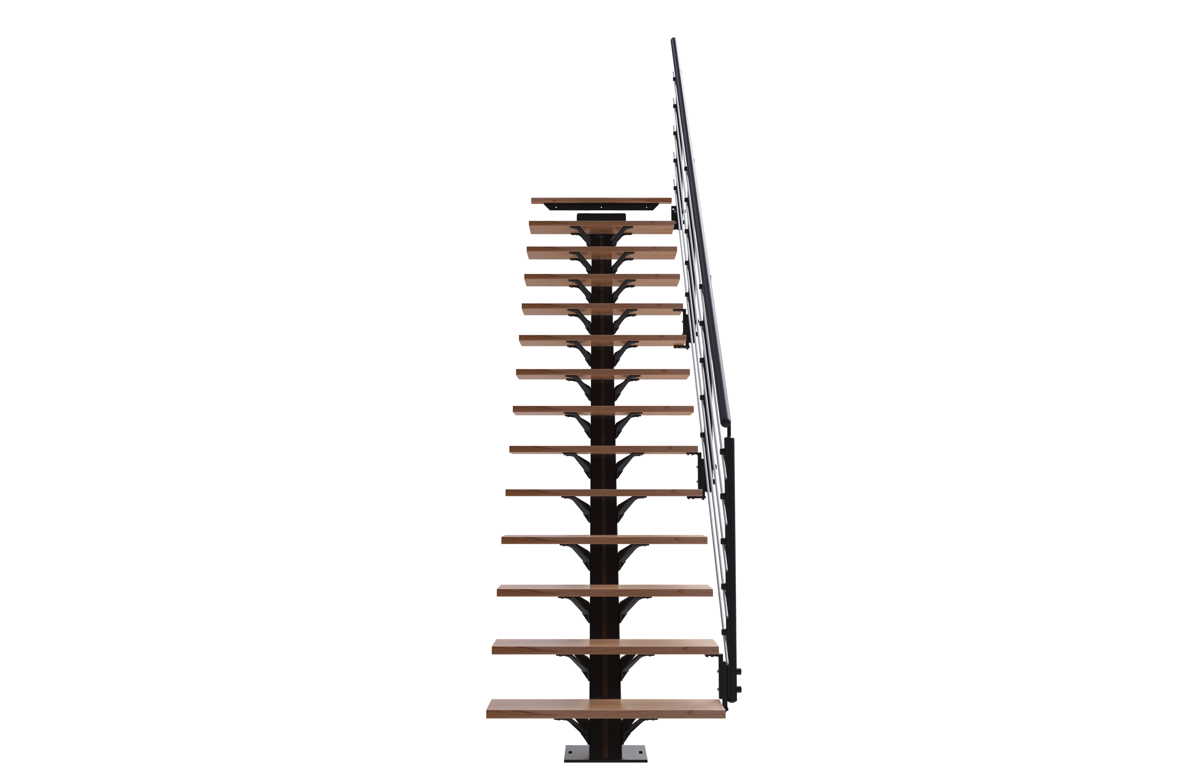 Escalier droit alu gris anthracite Mona 14 marches hêtre verni, H. 275 l.95 - 2