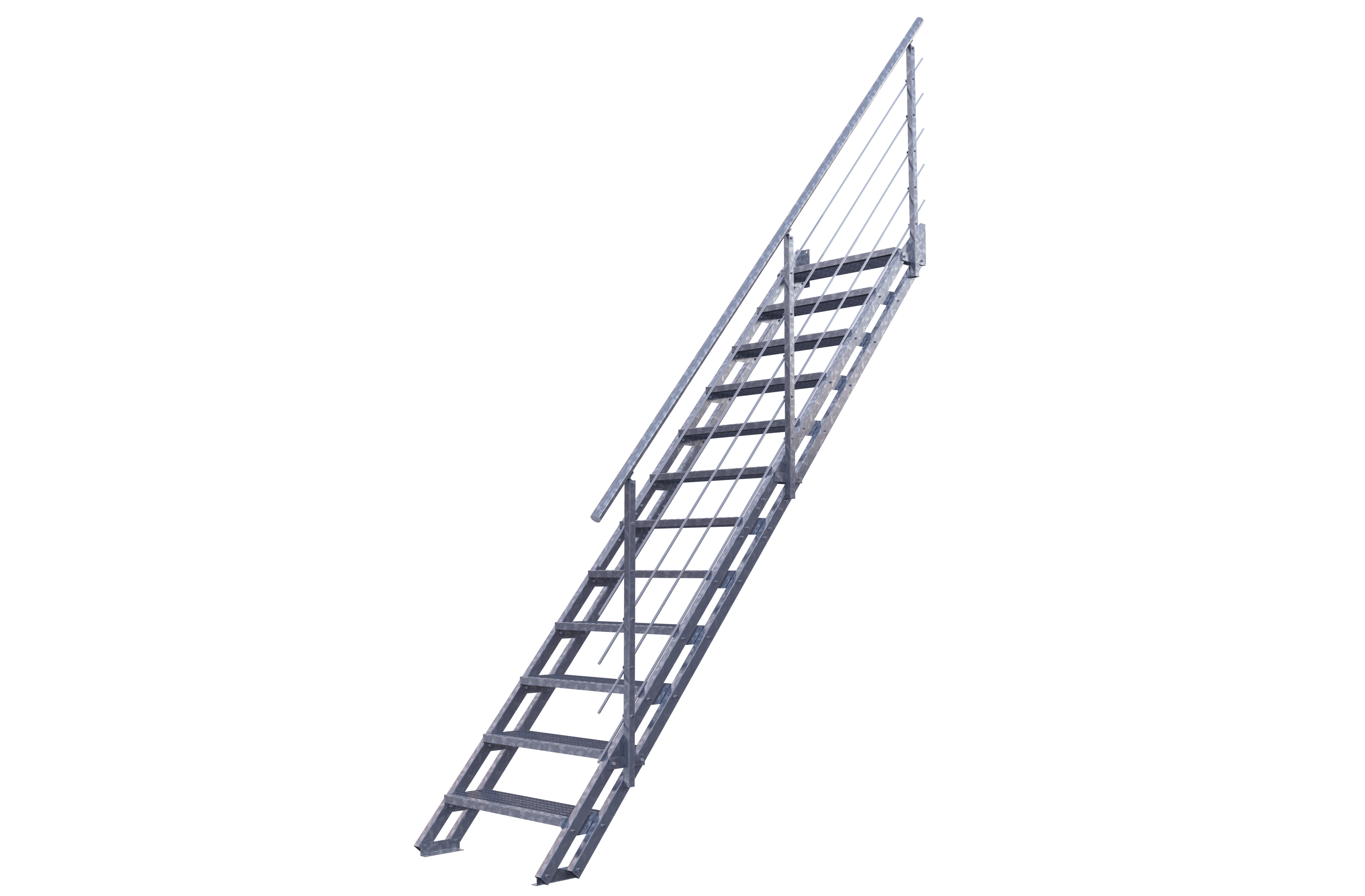 Escalier droit ESCAVARIO galvanisé 12 marches, l.78 cm - 8