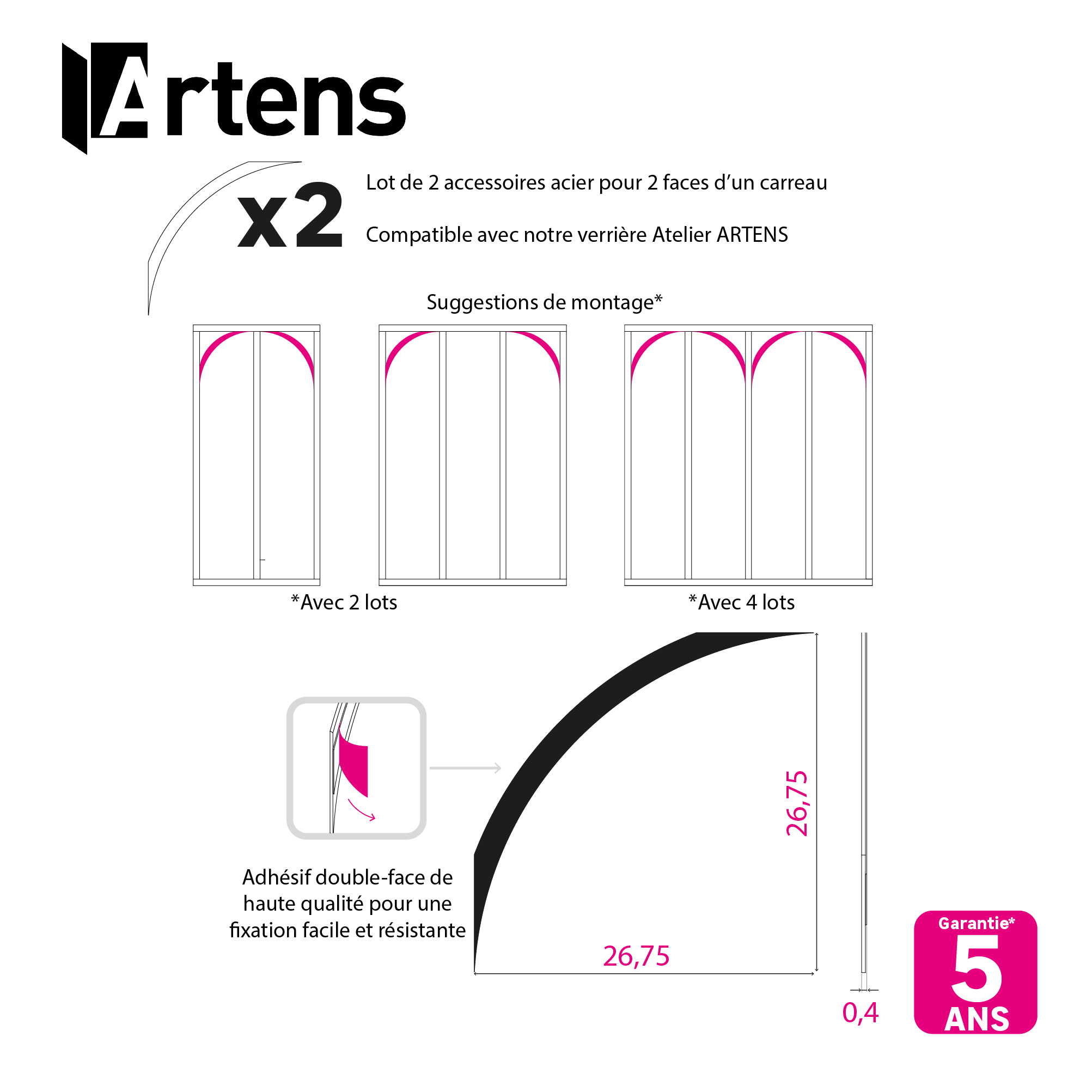 Lot de 2 accessoires arrondis pour verrière noir ARTENS - 2