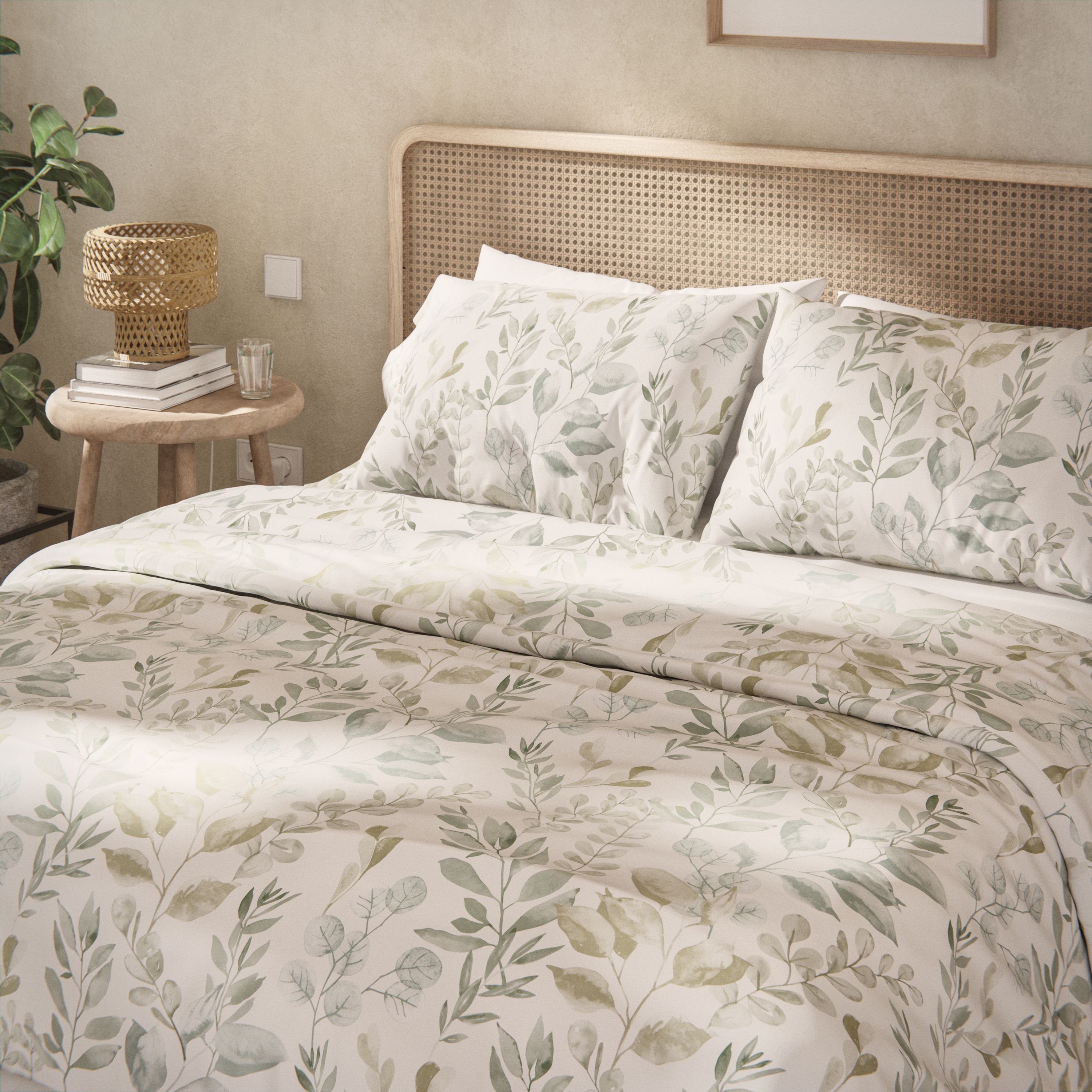 Funda nordica Velia algodon 180 hilos tonos verdes cama de 90 cm Leroy Merlin