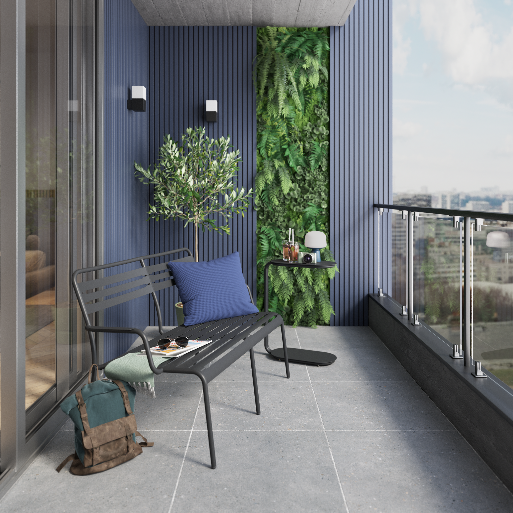 Mesa auxiliar naterial café ii ovalada de acero antracita