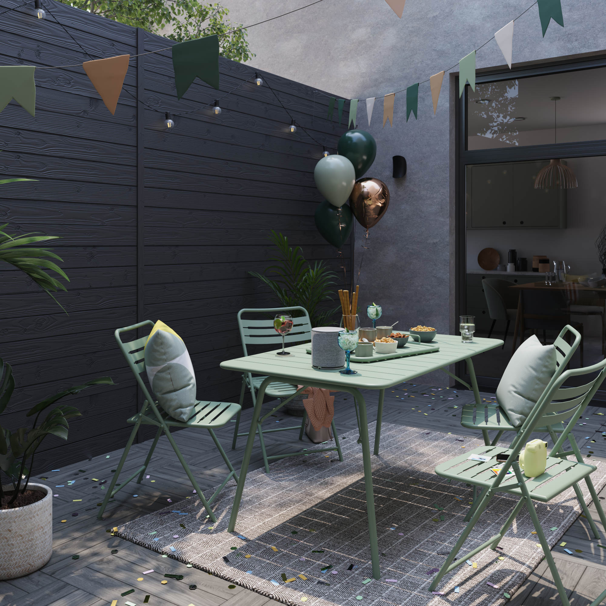 Conjunto 2 cadeiras refeição para varanda verde Cafe II - 11