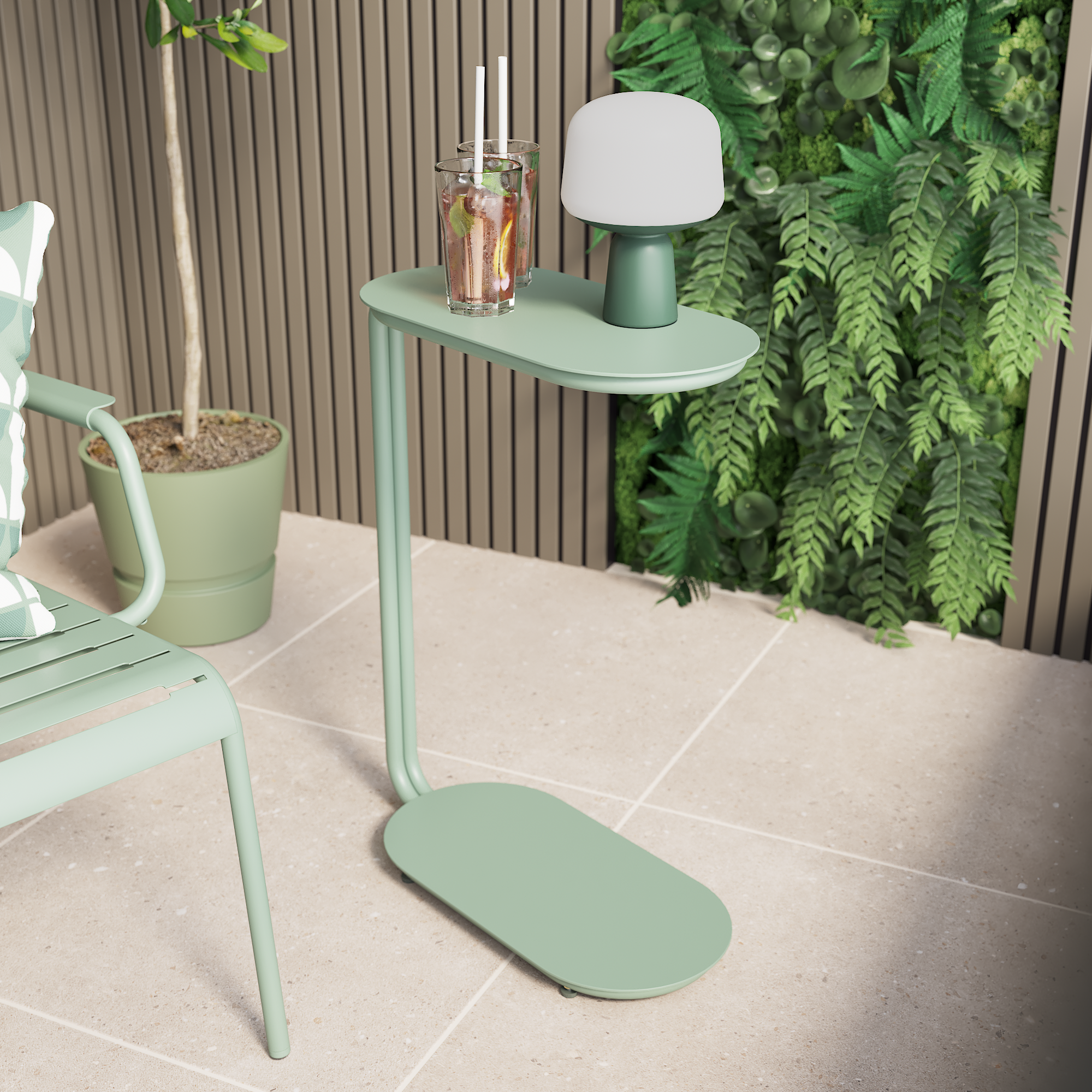 Tabella finale in acciaio con piano in metallo verde 49x22cm - 5