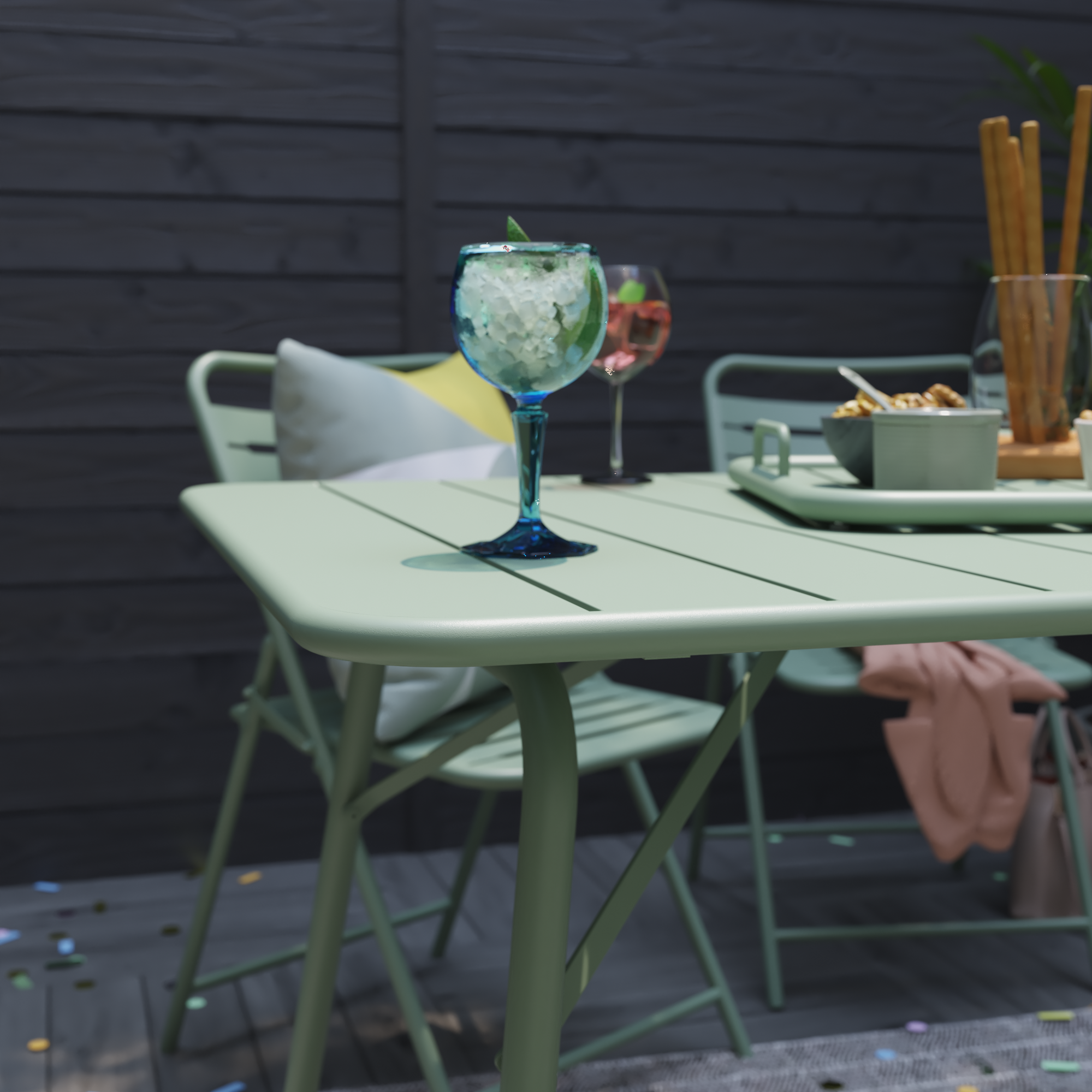 Mesa para jardim 140x80 cm retangular verde - 7