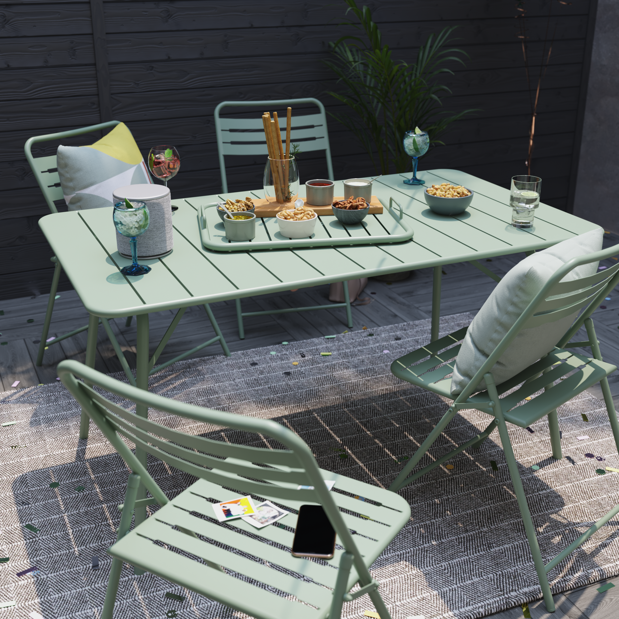 Mesa para jardim 140x80 cm retangular verde - 6