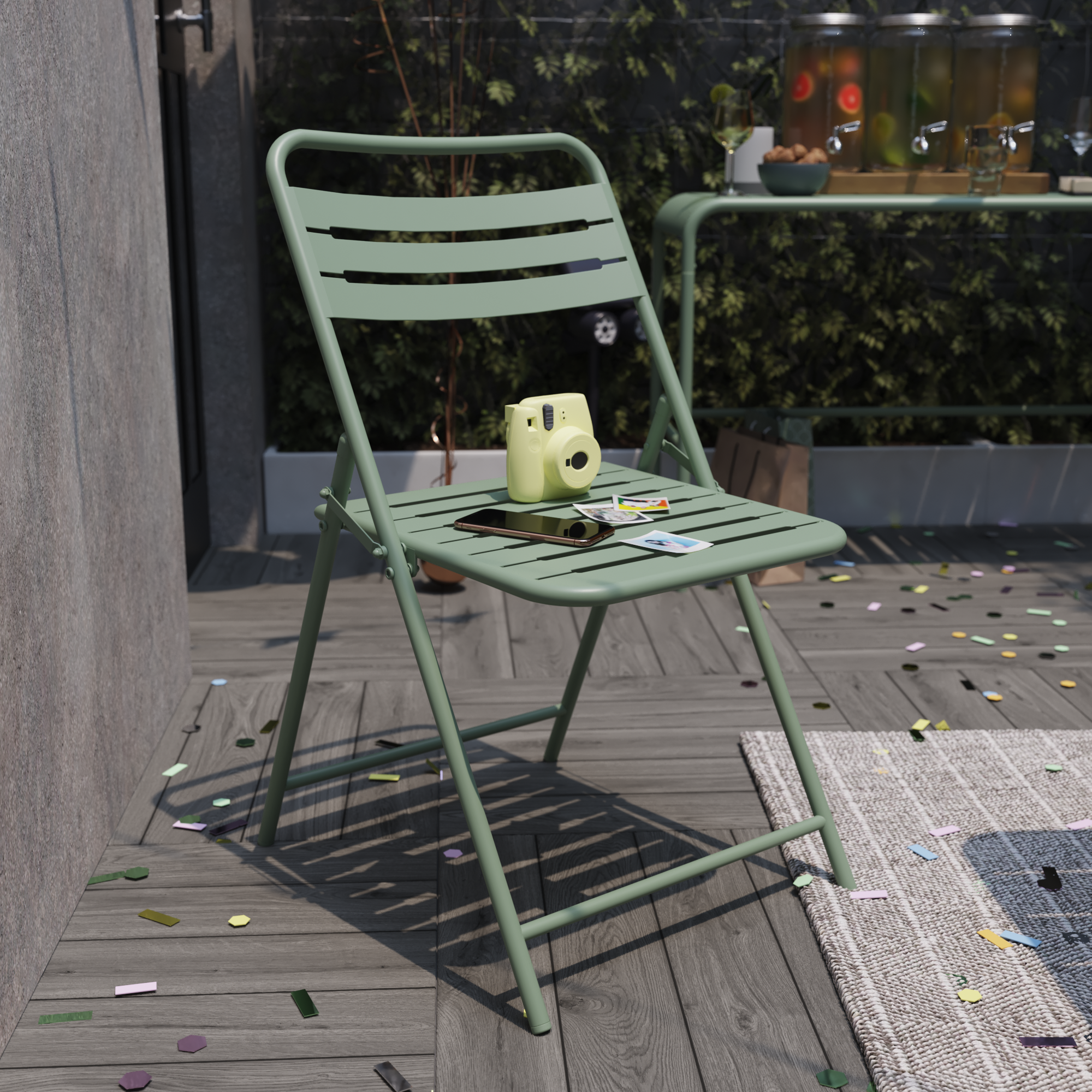 Conjunto 2 cadeiras refeição para varanda verde Cafe II - 8