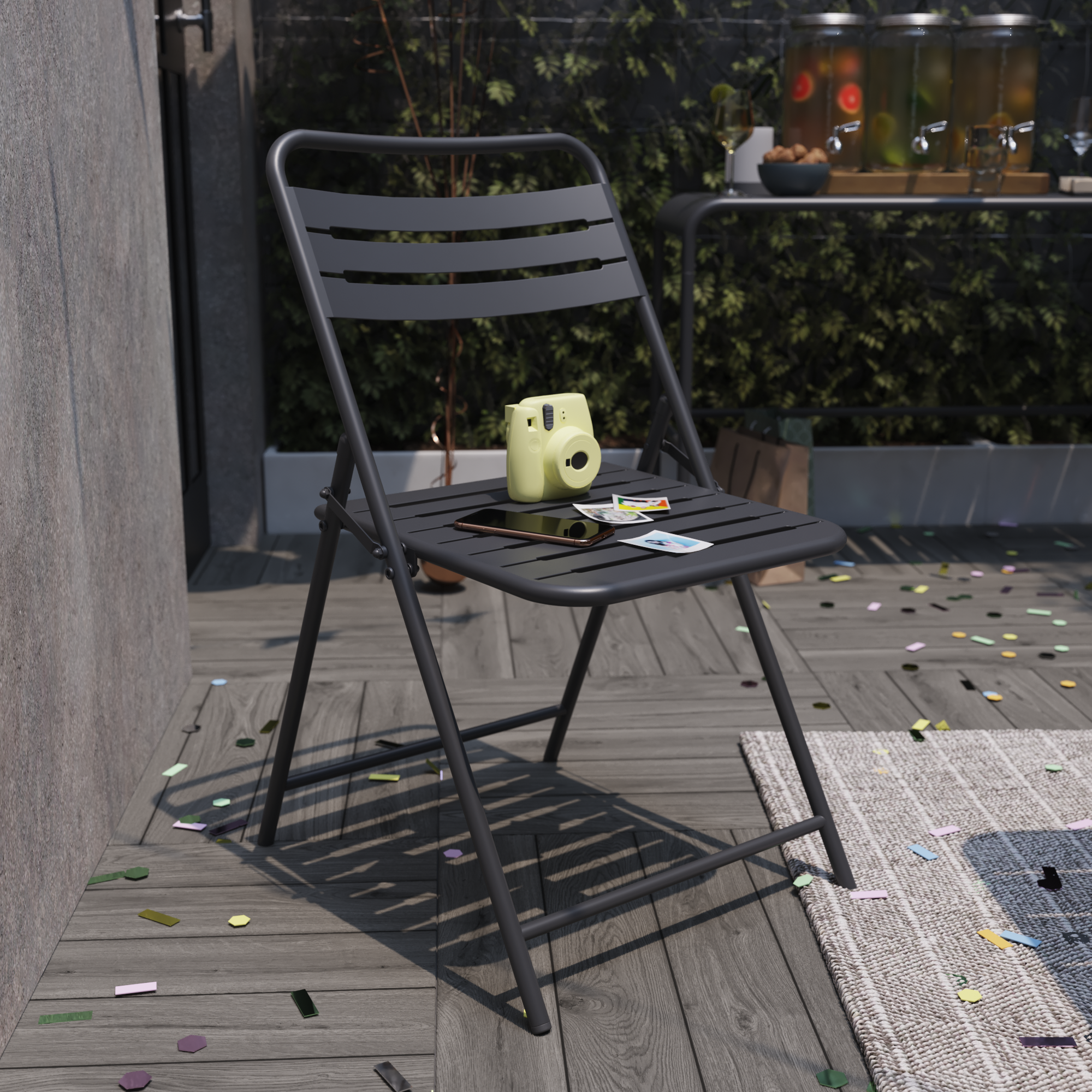 Lot 2 chaises pliantes anthracite Café II NATERIAL - 5