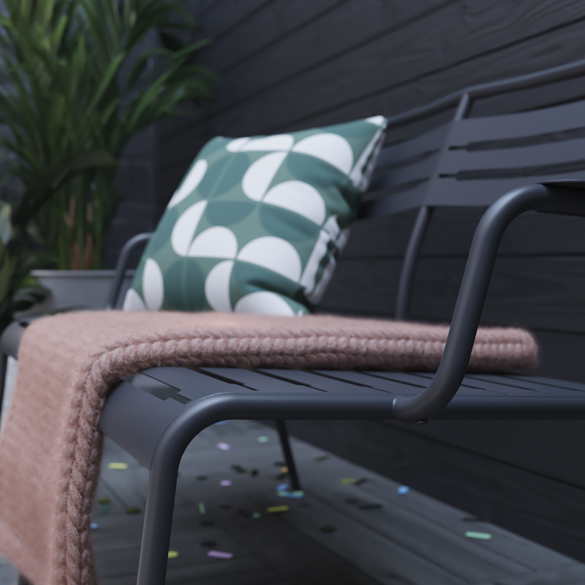 Divano da giardino in acciaio antracite con braccioli Cafe, 2 posti - 11