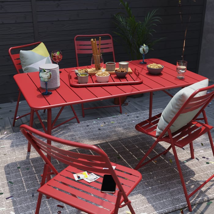 Mesa de jardín NATERIAL Café II de acero rojo