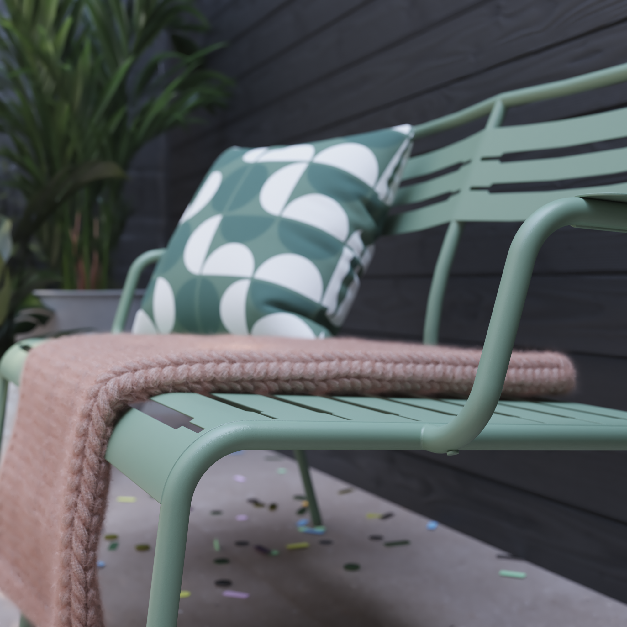 Divano da giardino in acciaio verde con braccioli Cafe, 2 posti - 9