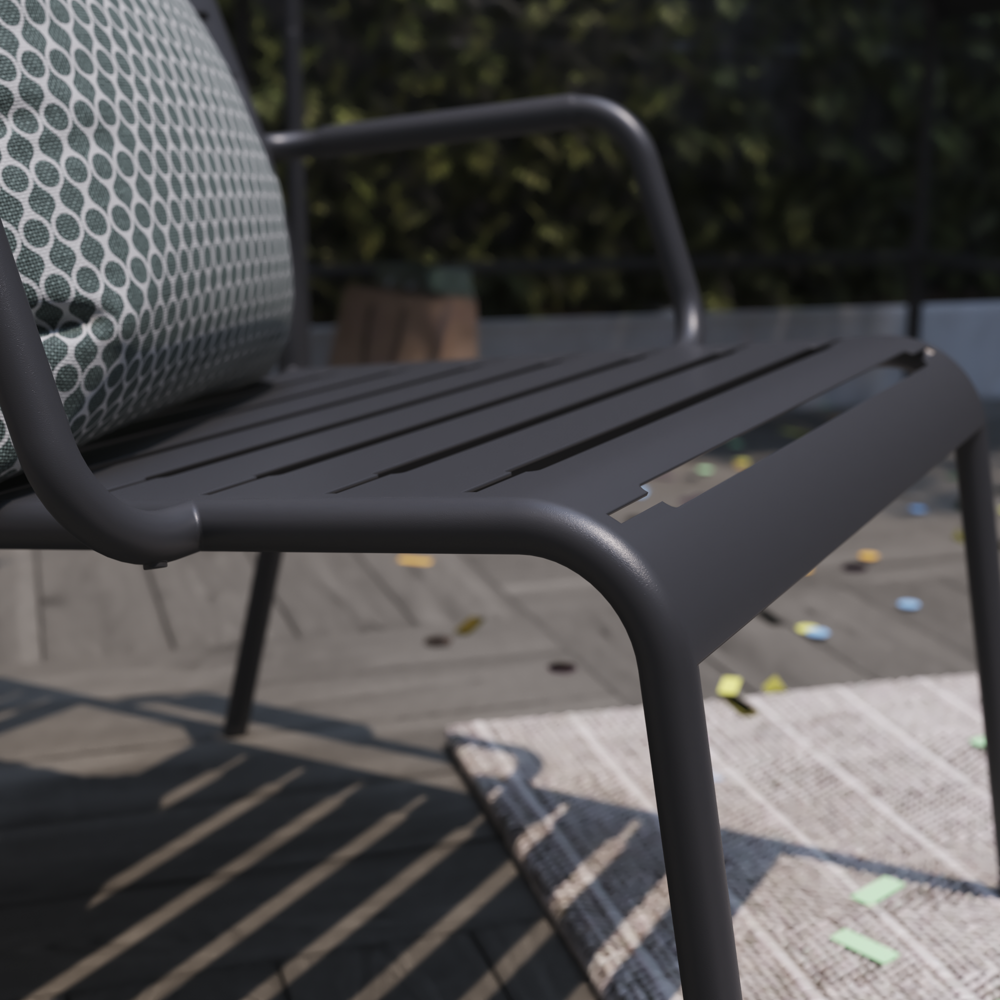 Sedia da giardino con braccioli Cafe, struttura e seduta in acciaio antracite - 10