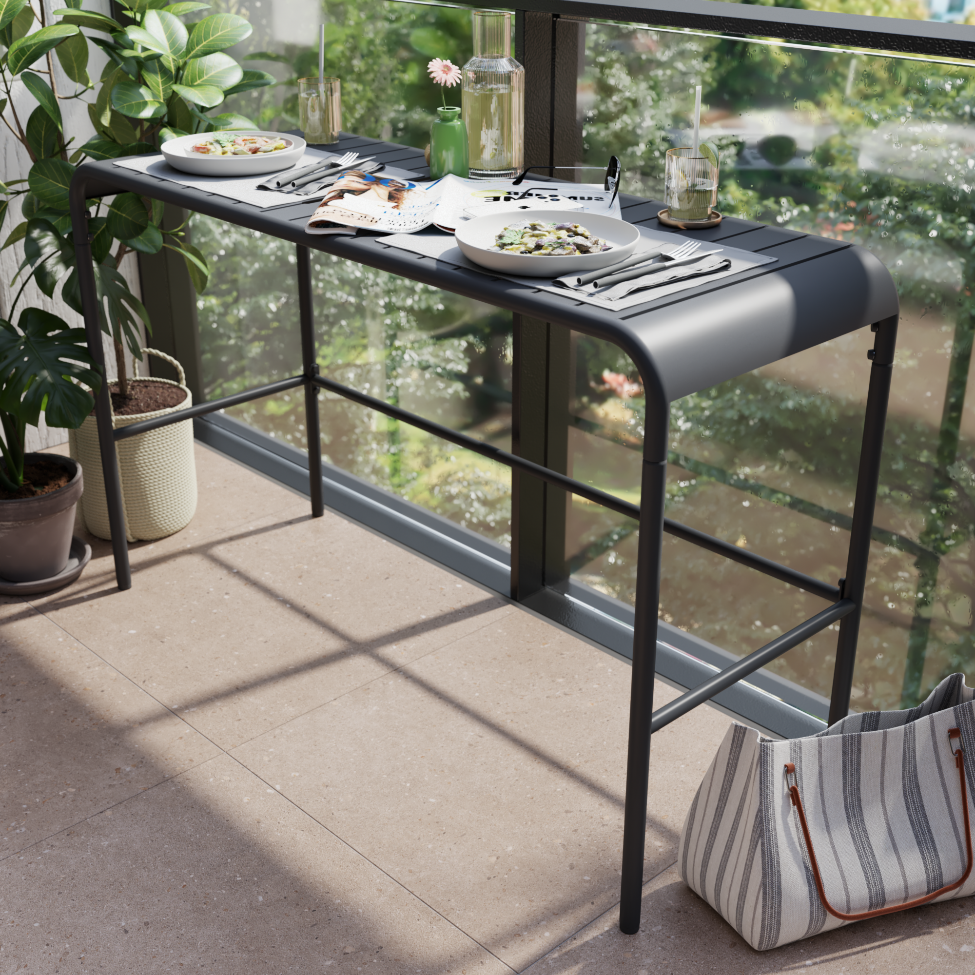 Mesa de refeição para varanda 120x75 cm antracite Cafe II - 7