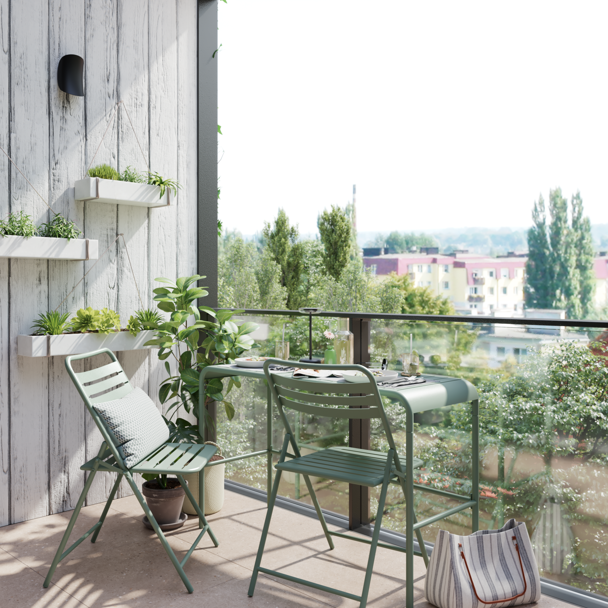 Conjunto 2 cadeiras refeição para varanda verde Cafe II - 4