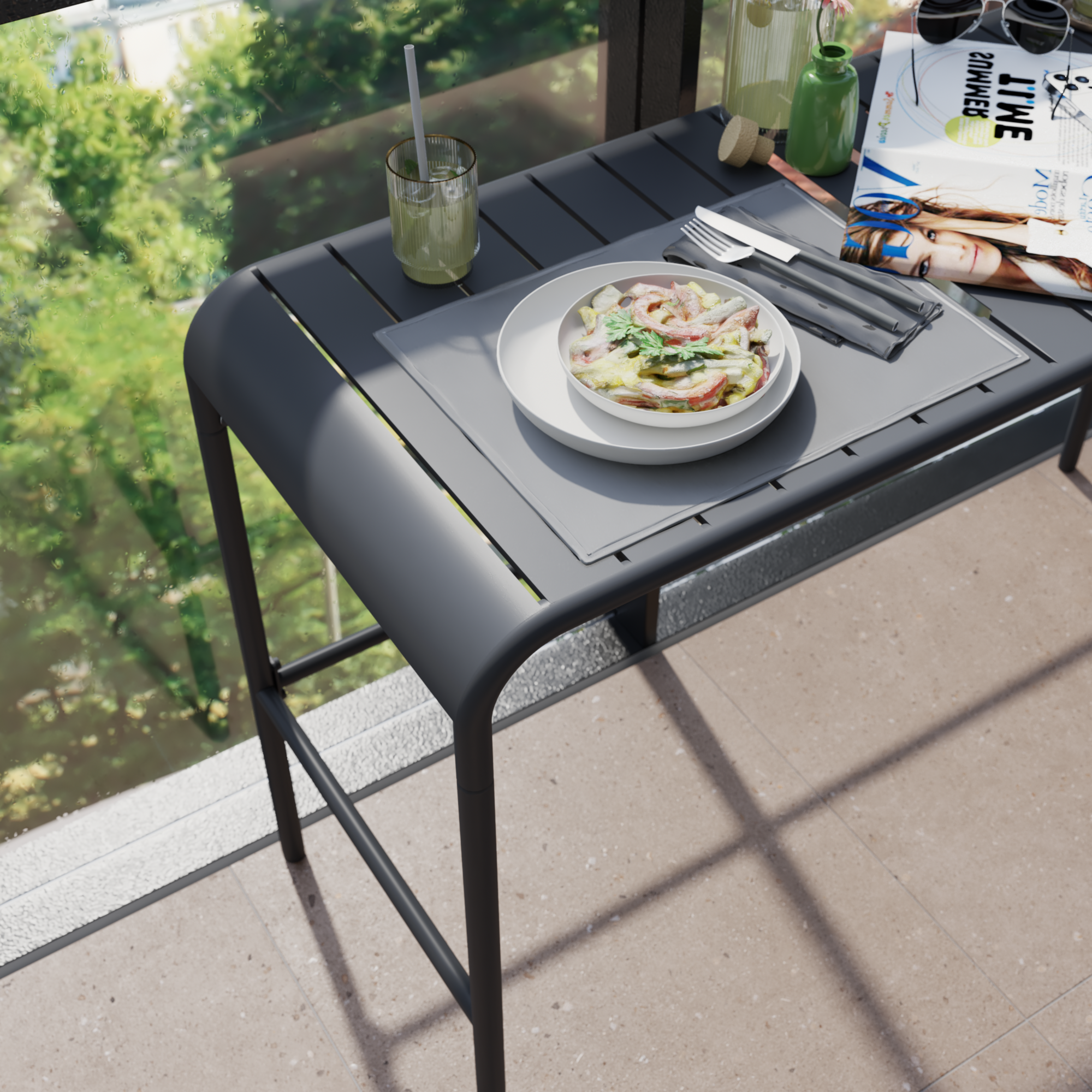 Mesa de refeição para varanda 120x75 cm antracite Cafe II - 6