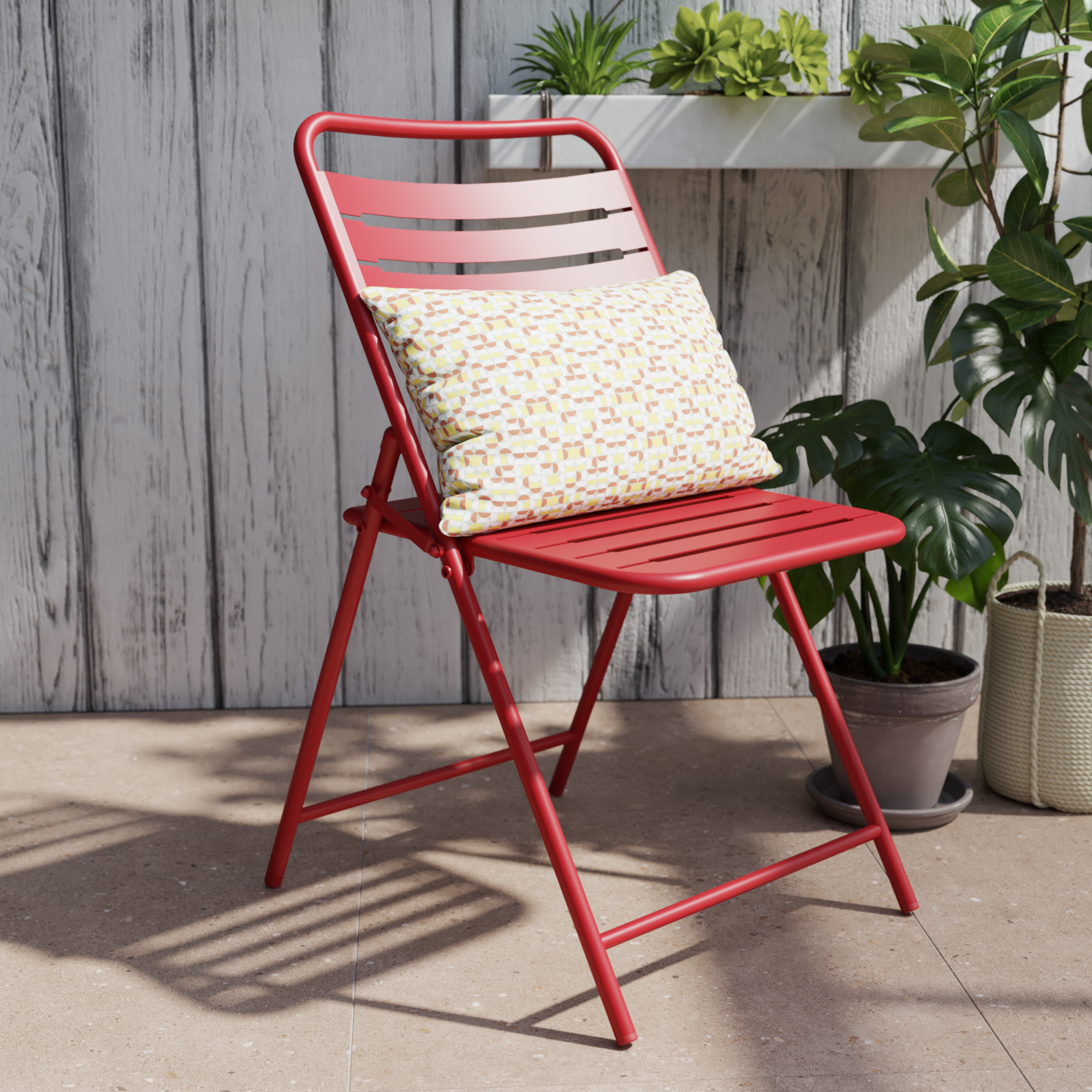 Set de 2 sillas de jardín NAERIAL Café II de acero rojo - 9