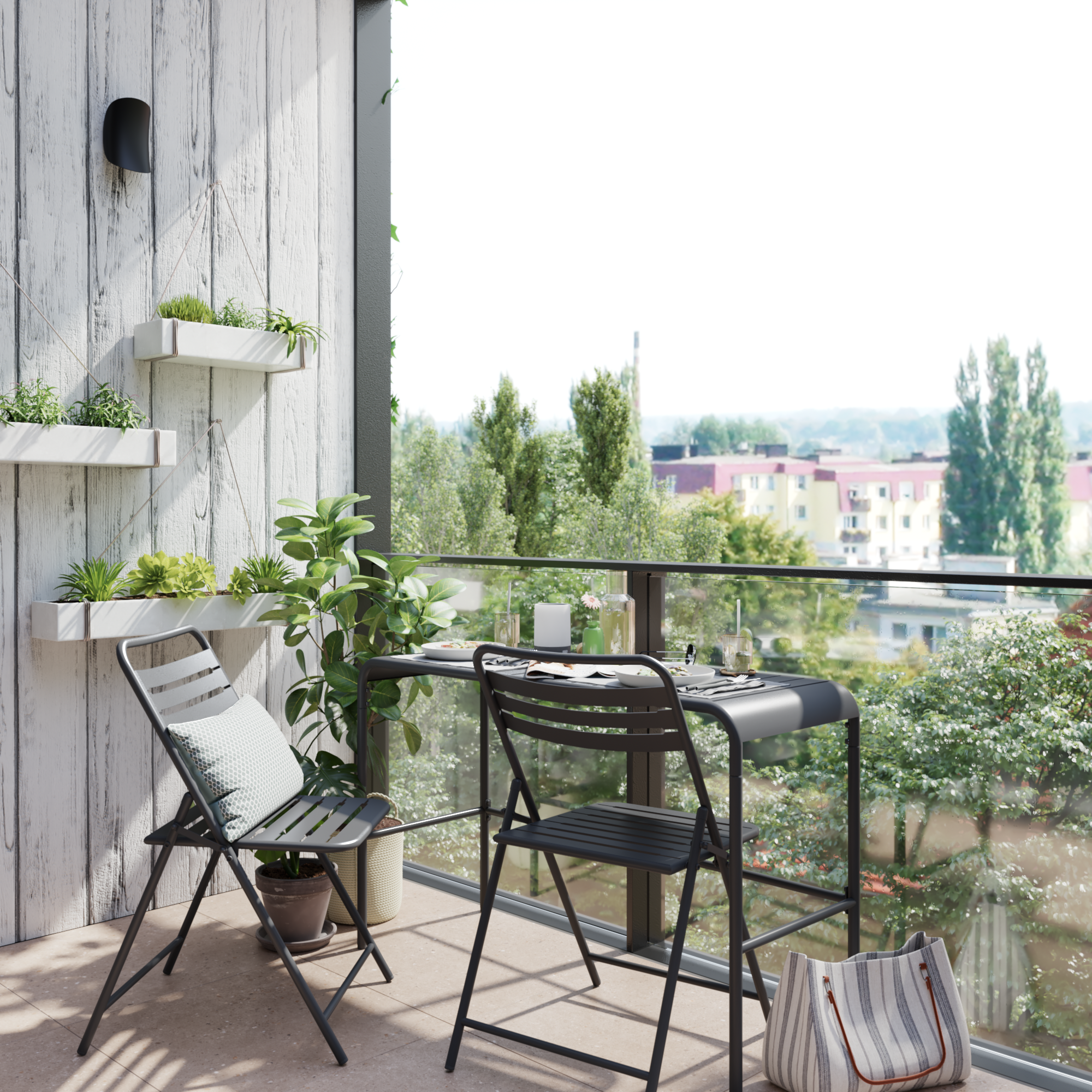 Lot 2 chaises pliantes anthracite Café II NATERIAL - 3