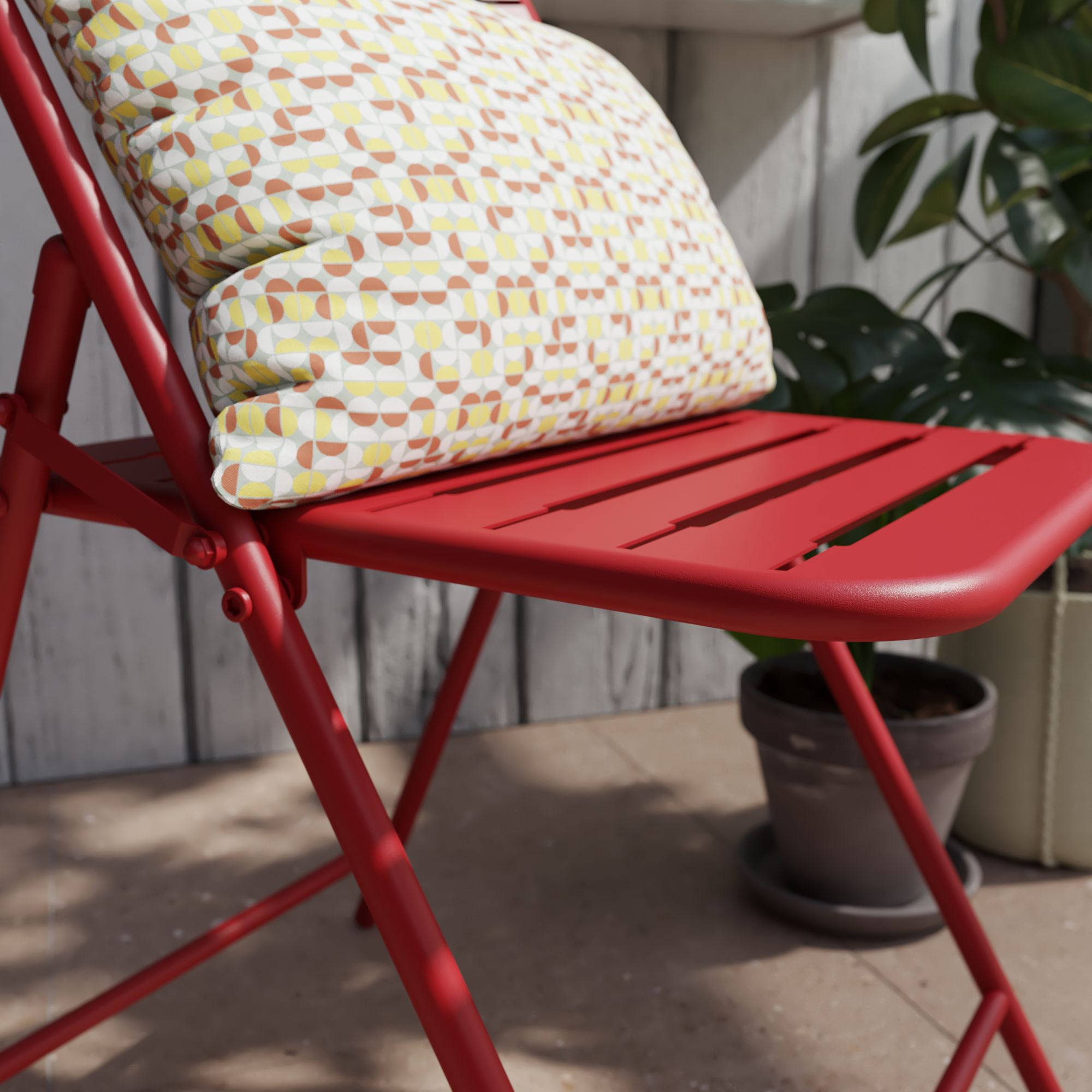 Set de 2 sillas de jardín NAERIAL Café II de acero rojo - 8