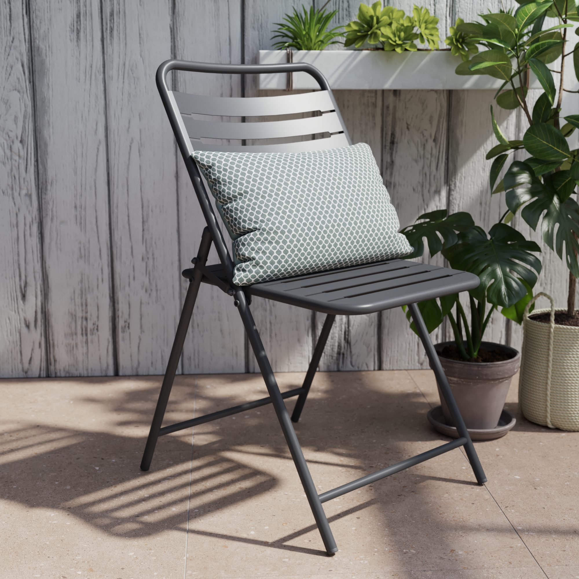 Lot 2 chaises pliantes anthracite Café II NATERIAL - 2