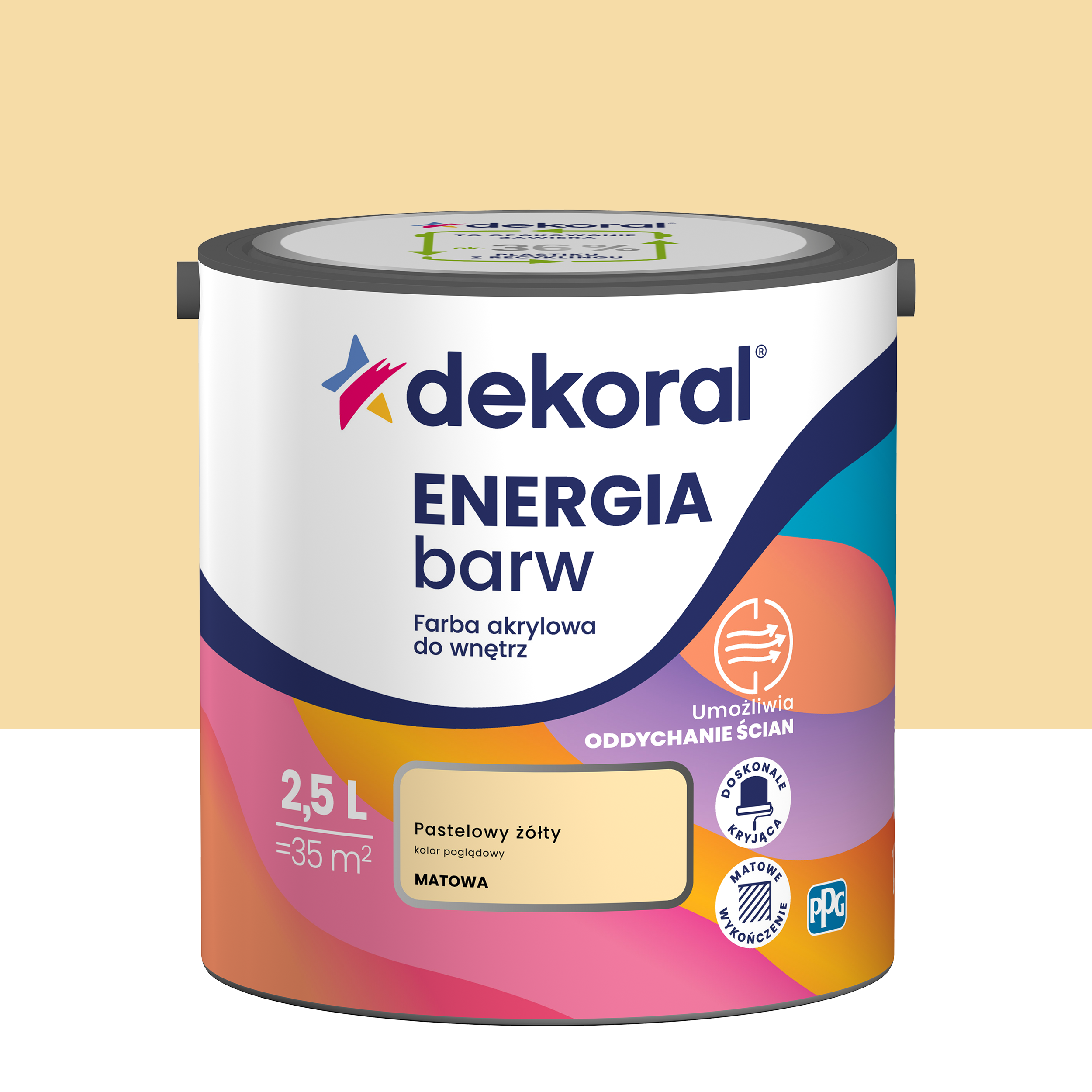 Farba Dekoral Energia Barw Pastelowy żółty 2.5 l