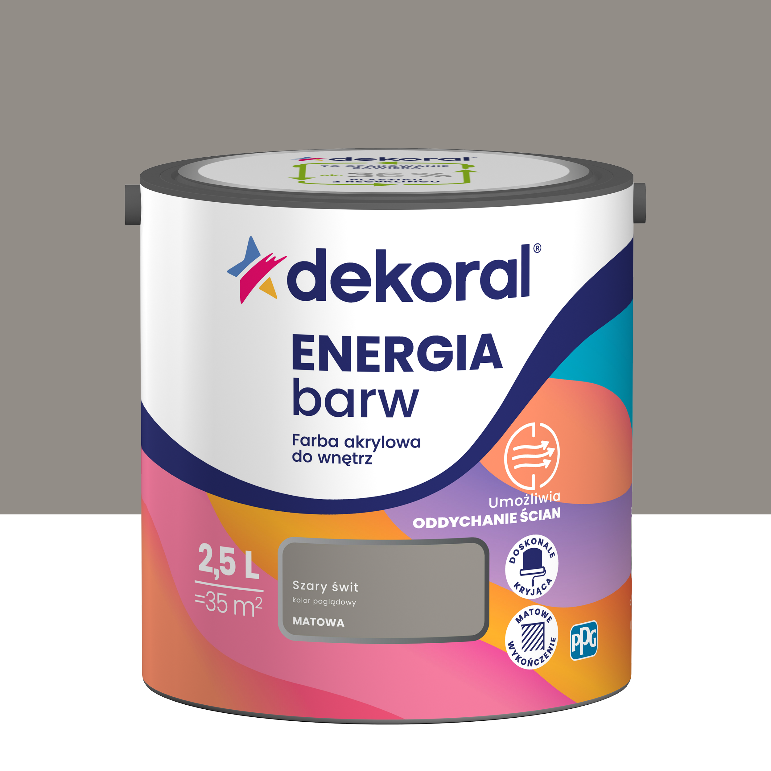Farba Dekoral Energia Barw Szary świt 2.5 l