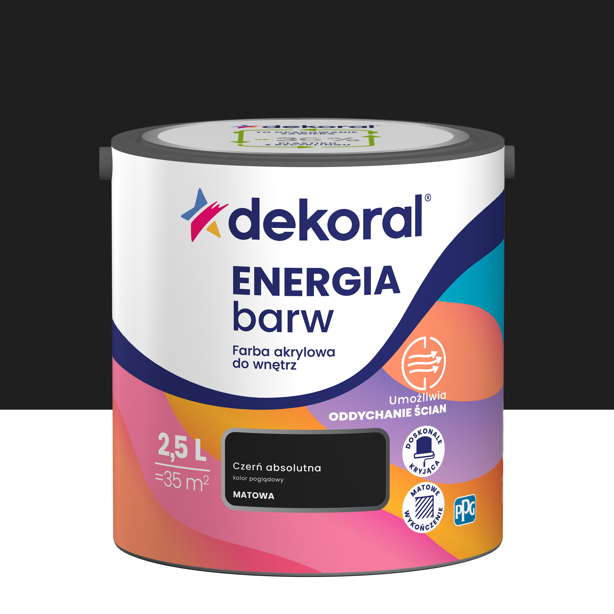 Farba Dekoral Energia Barw Czerń absolutna 2.5 l