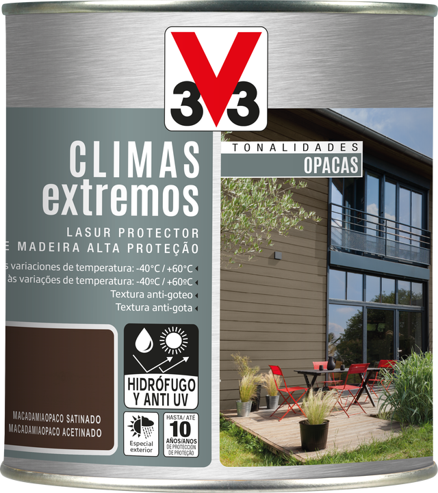 Protector madera exterior color macadamia para caseta de jardín, ventana, puerta, valla, cancela, persiana V33 satinado 750 ml base agua