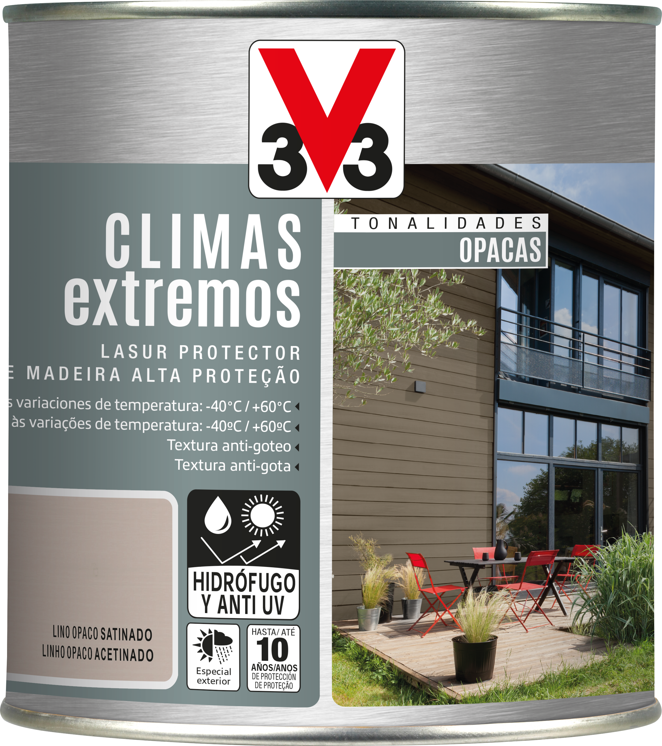 Protector exterior opaco climas extremos v33 satinado 750ml lino