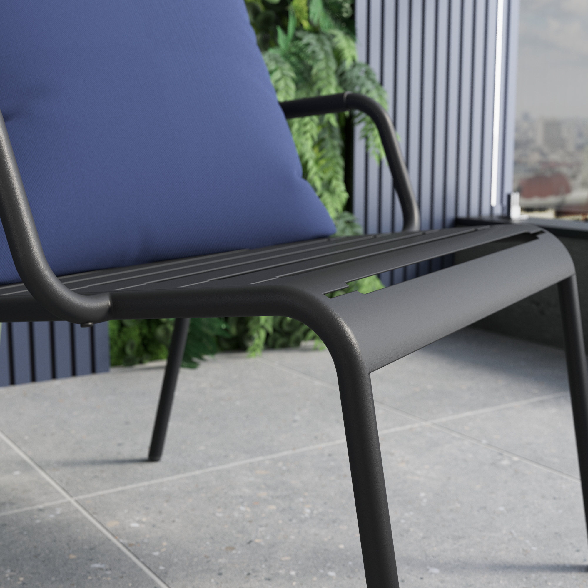 Sedia da giardino con braccioli Cafe, struttura e seduta in acciaio antracite - 9