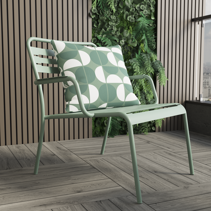 low-armchair-cafe-II-1P-steel-with-cushion-agave-green