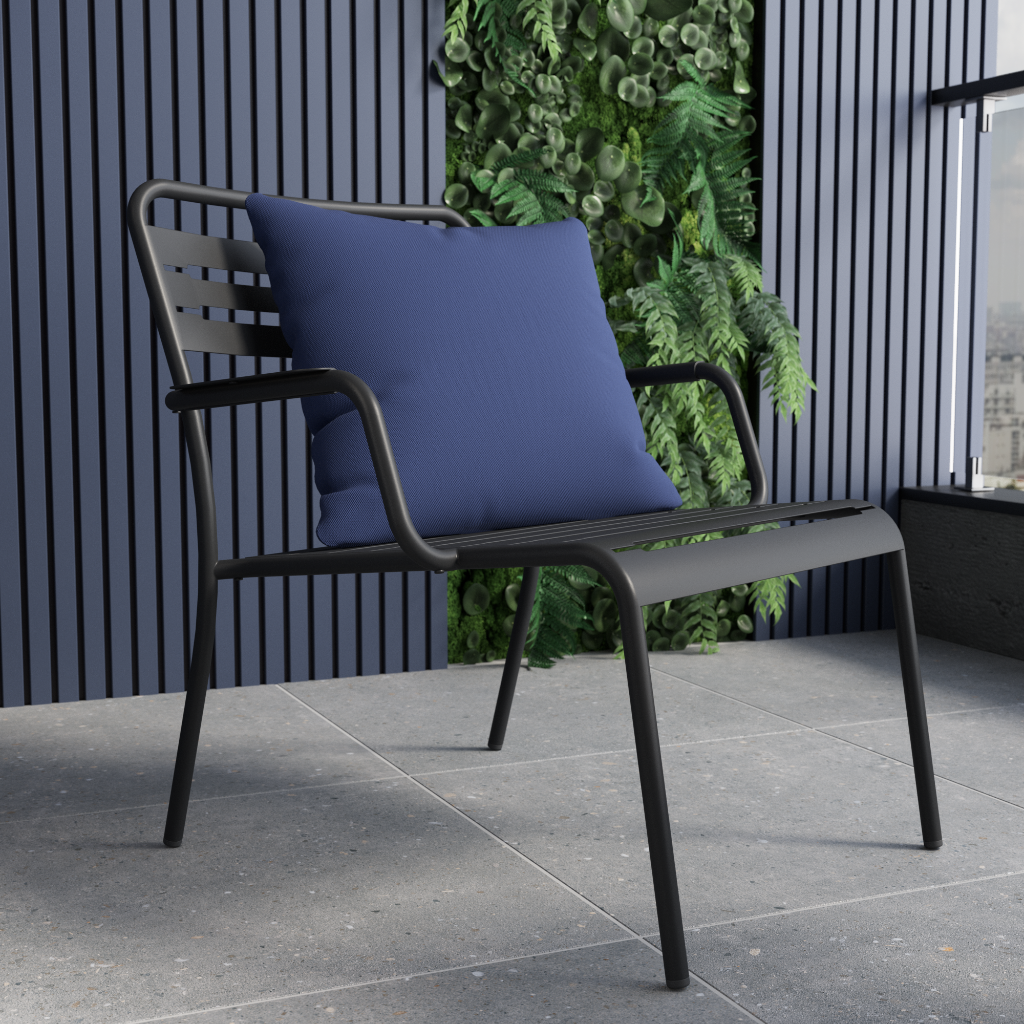 Sedia da giardino con braccioli Cafe, struttura e seduta in acciaio antracite - 2