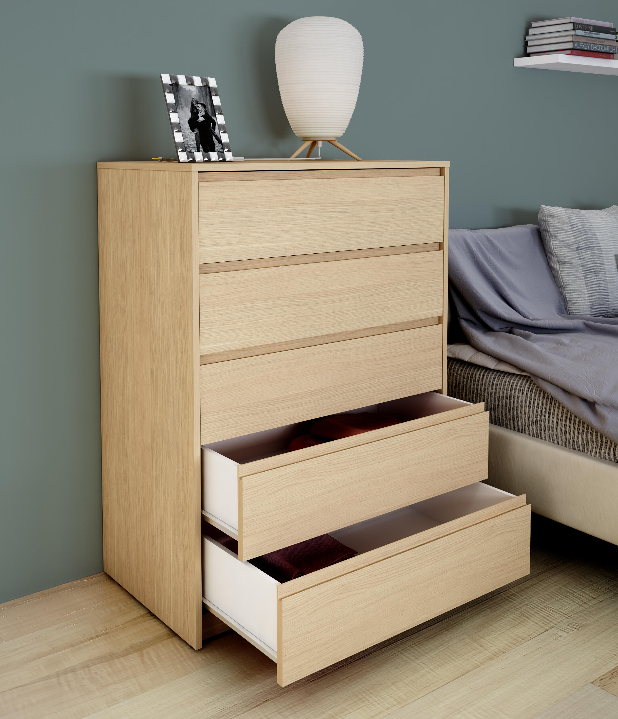 Cómoda Home Tera roble con 5 cajones de 80x109x48 cm - 5