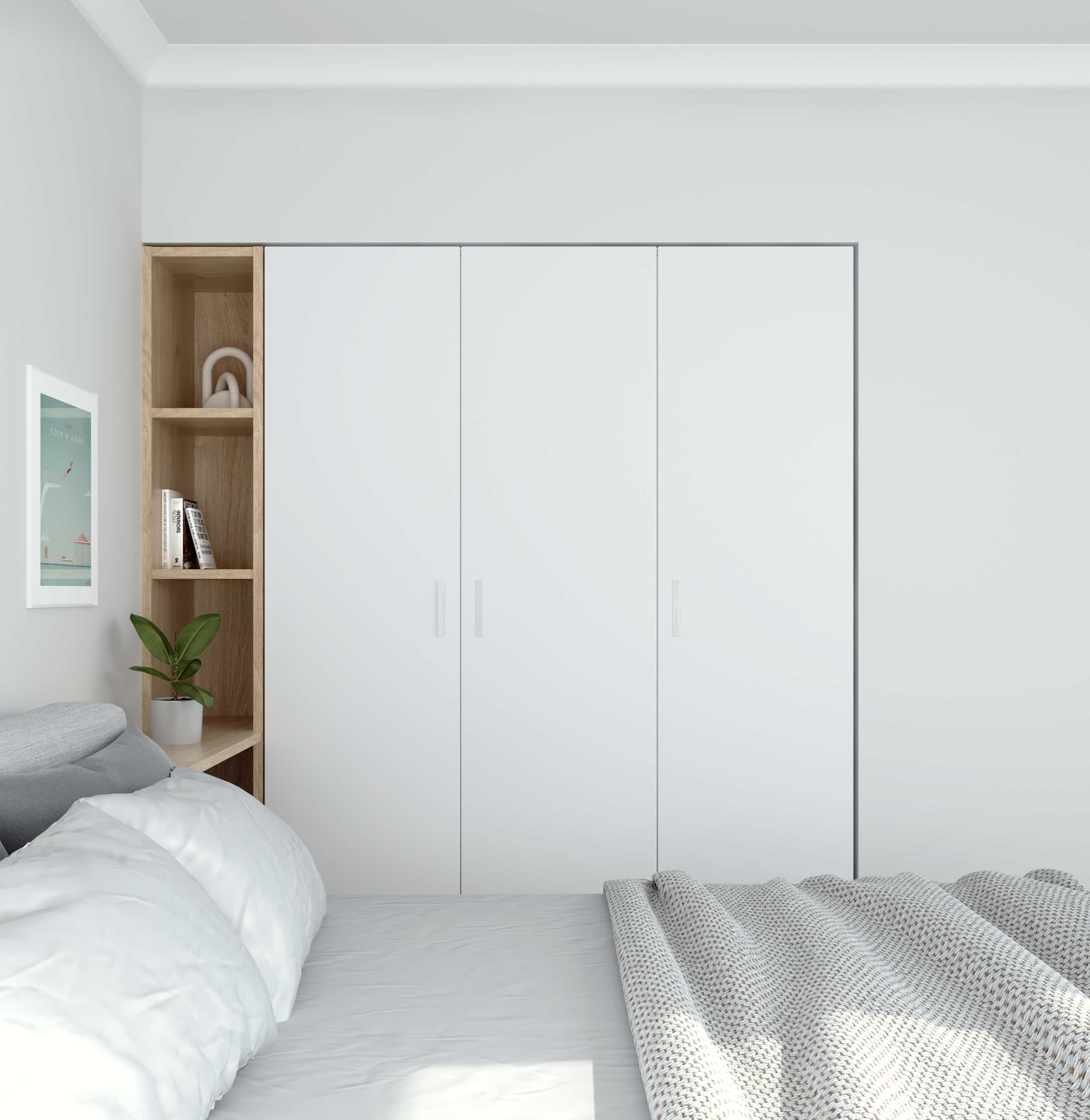 Roupeiro 3 portas de bater branco 155x53x191 cm One - 5