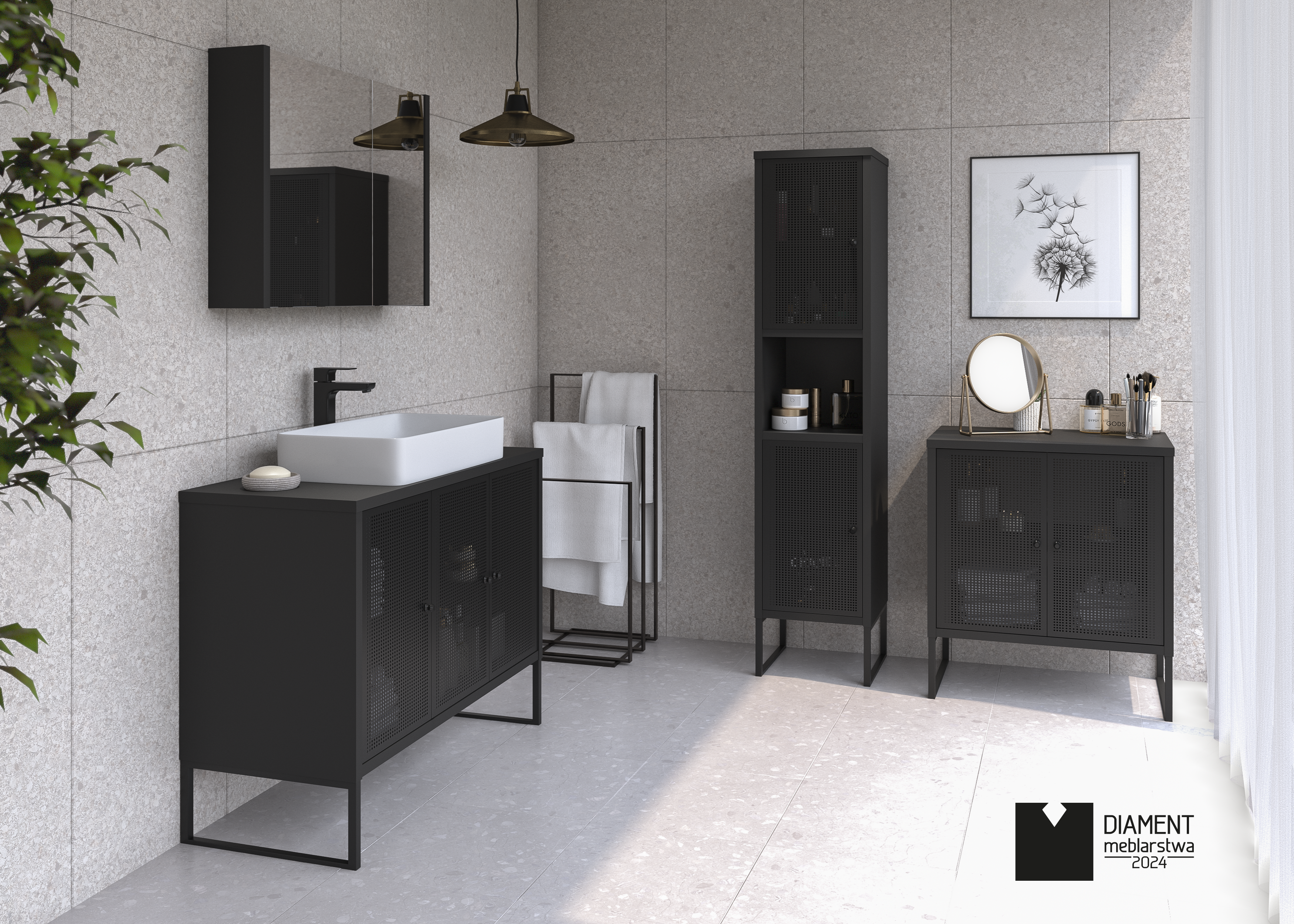 Szafka pod umywalkę stojąca Fiora 70x43.5x80 cm czarna Defra - 2