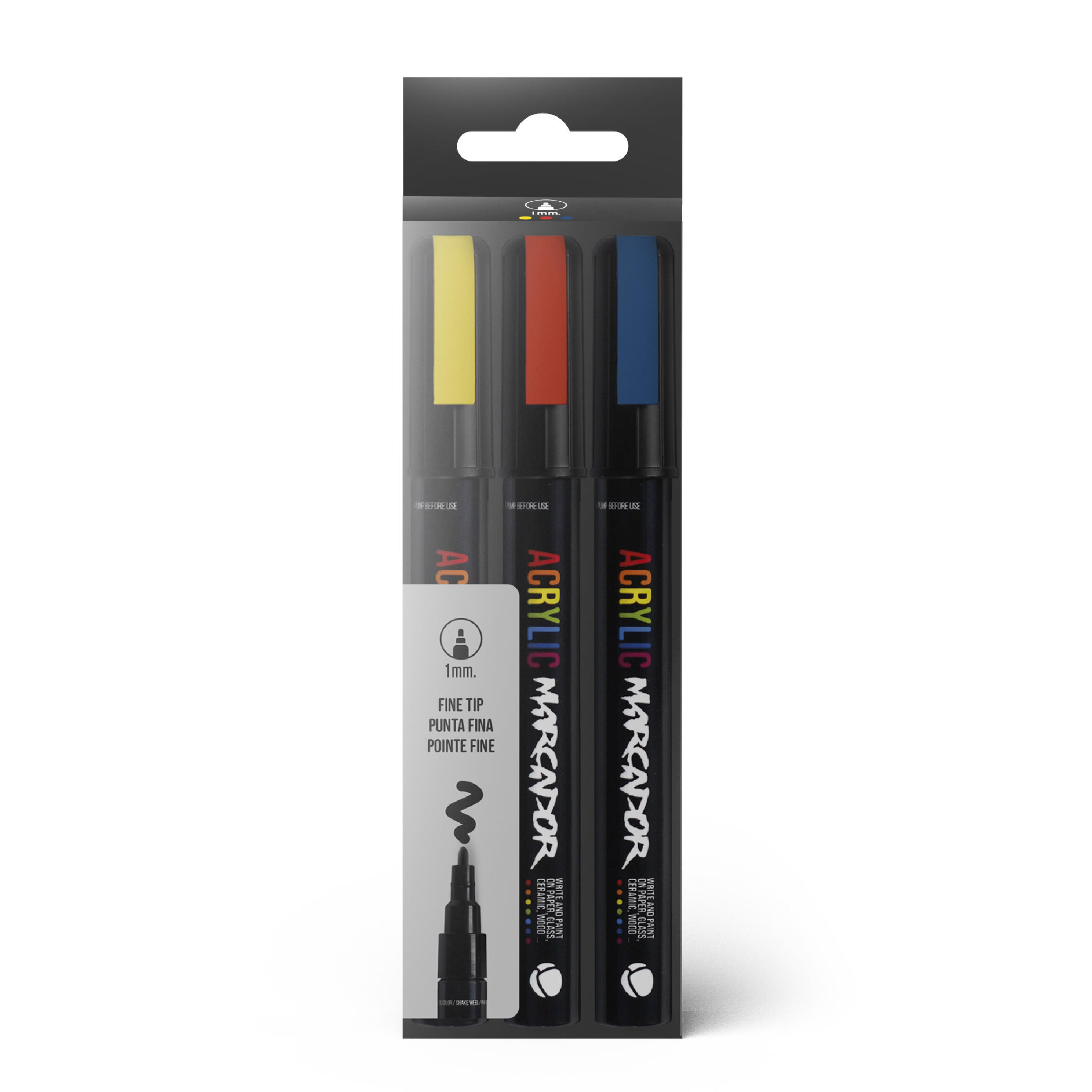 Pack marcador acrilico 3 unidades montana 1mm
